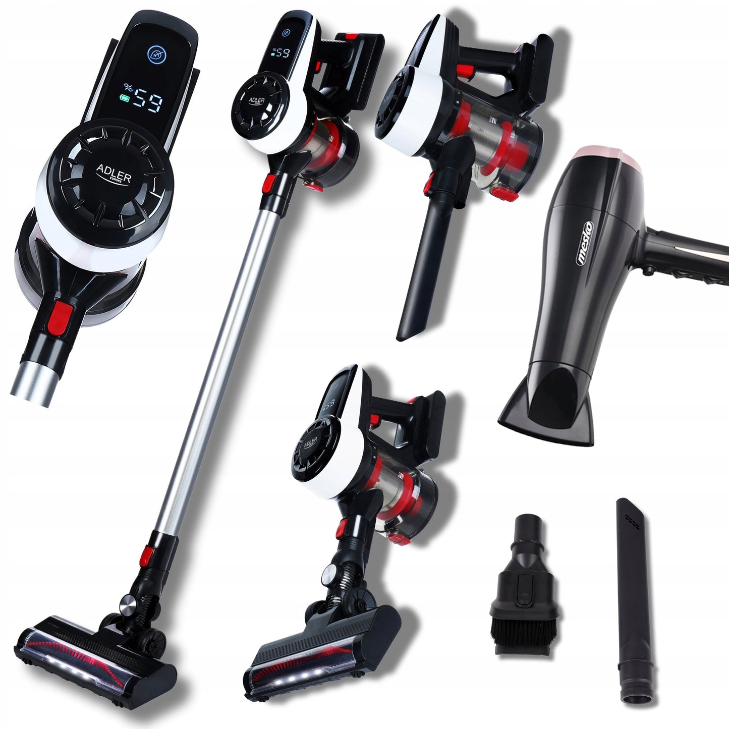 Belaidis vertikalus rankinis dulkių siurblys 3in1, be maišelio, su elektriniu šepečiu, 350W