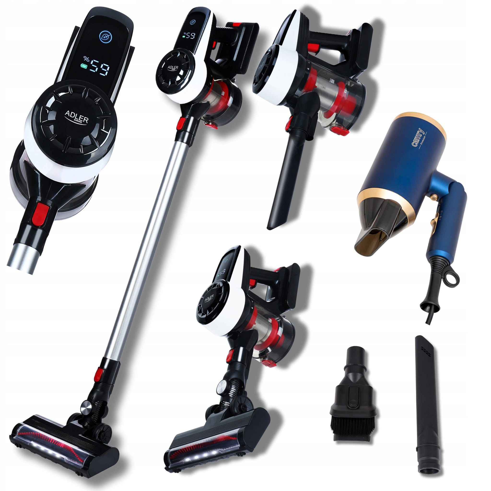 Belaidis vertikalus rankinis dulkių siurblys 3in1, be maišelio, su elektriniu šepečiu, 350W