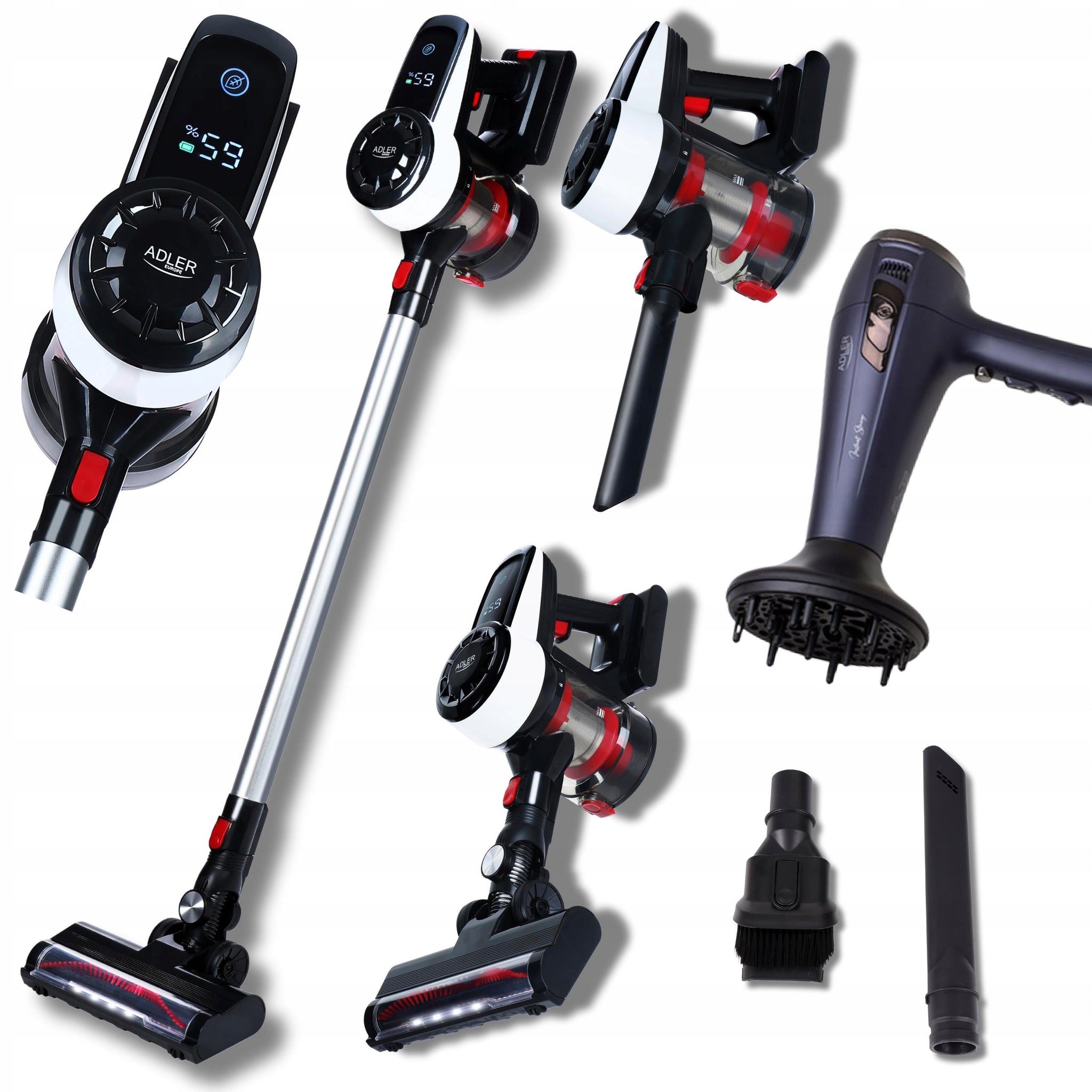 Belaidis vertikalus rankinis dulkių siurblys 3in1, be maišelio, su elektriniu šepečiu, 350W