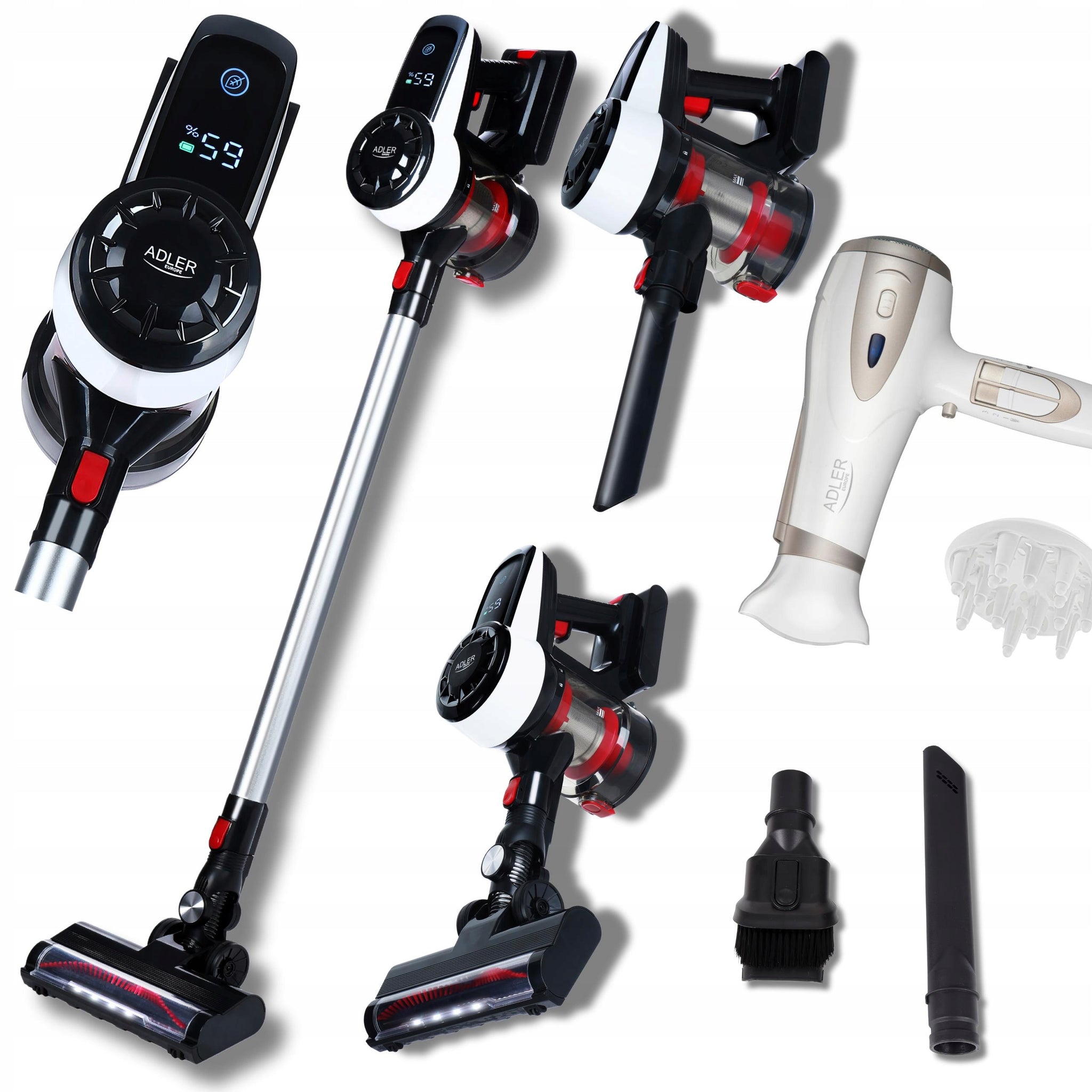 Belaidis vertikalus rankinis dulkių siurblys 3in1, be maišelio, su elektriniu šepečiu, 350W