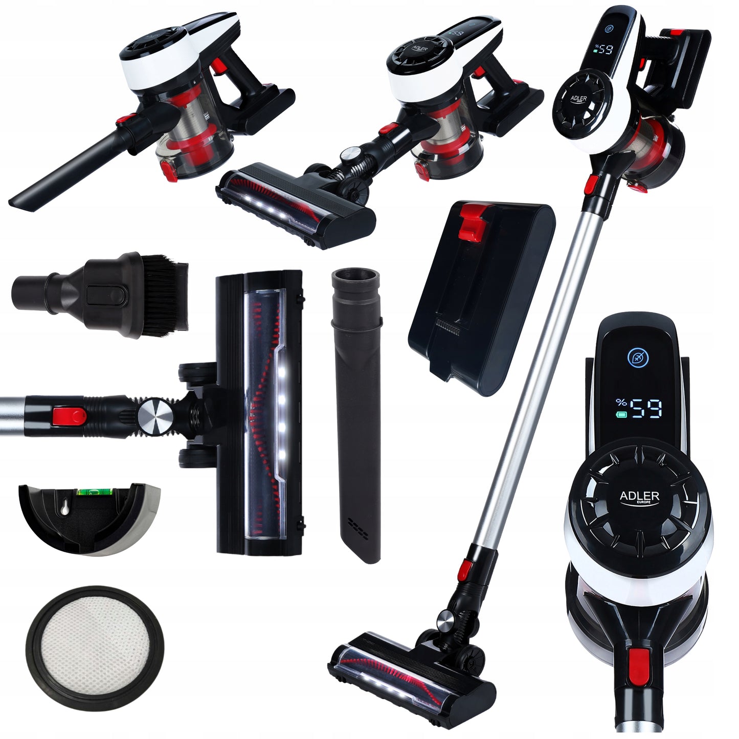 Belaidis vertikalus rankinis dulkių siurblys 3in1, be maišelio, su elektriniu šepečiu, 350W