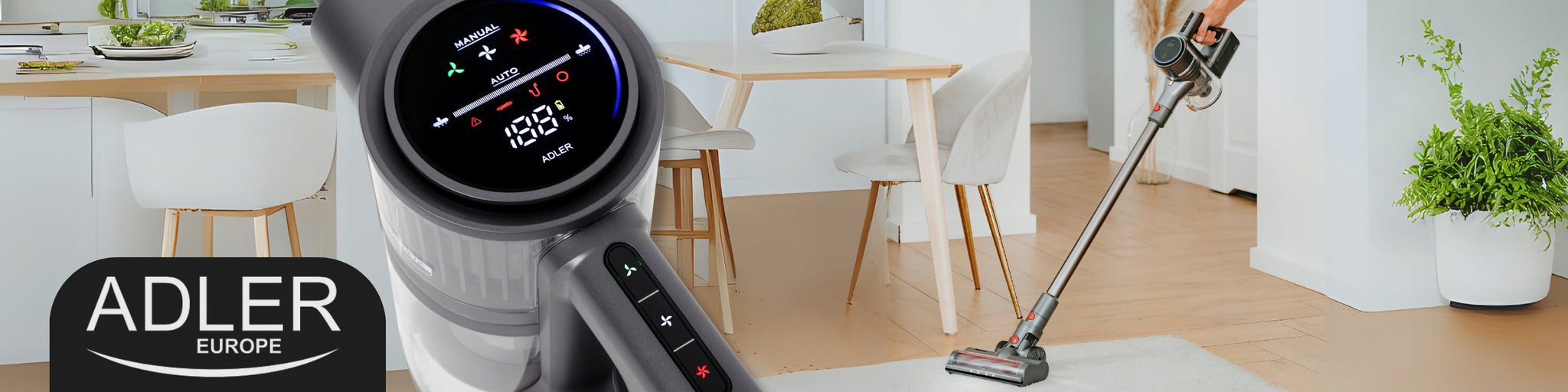 Belaidis vertikalus dulkių siurblys 31 kPa 400W HEPA elektrinis šepetys LED rankinis