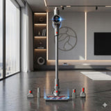 Belaidis vertikalus dulkių siurblys 31 kPa 400W HEPA elektrinis šepetys LED rankinis