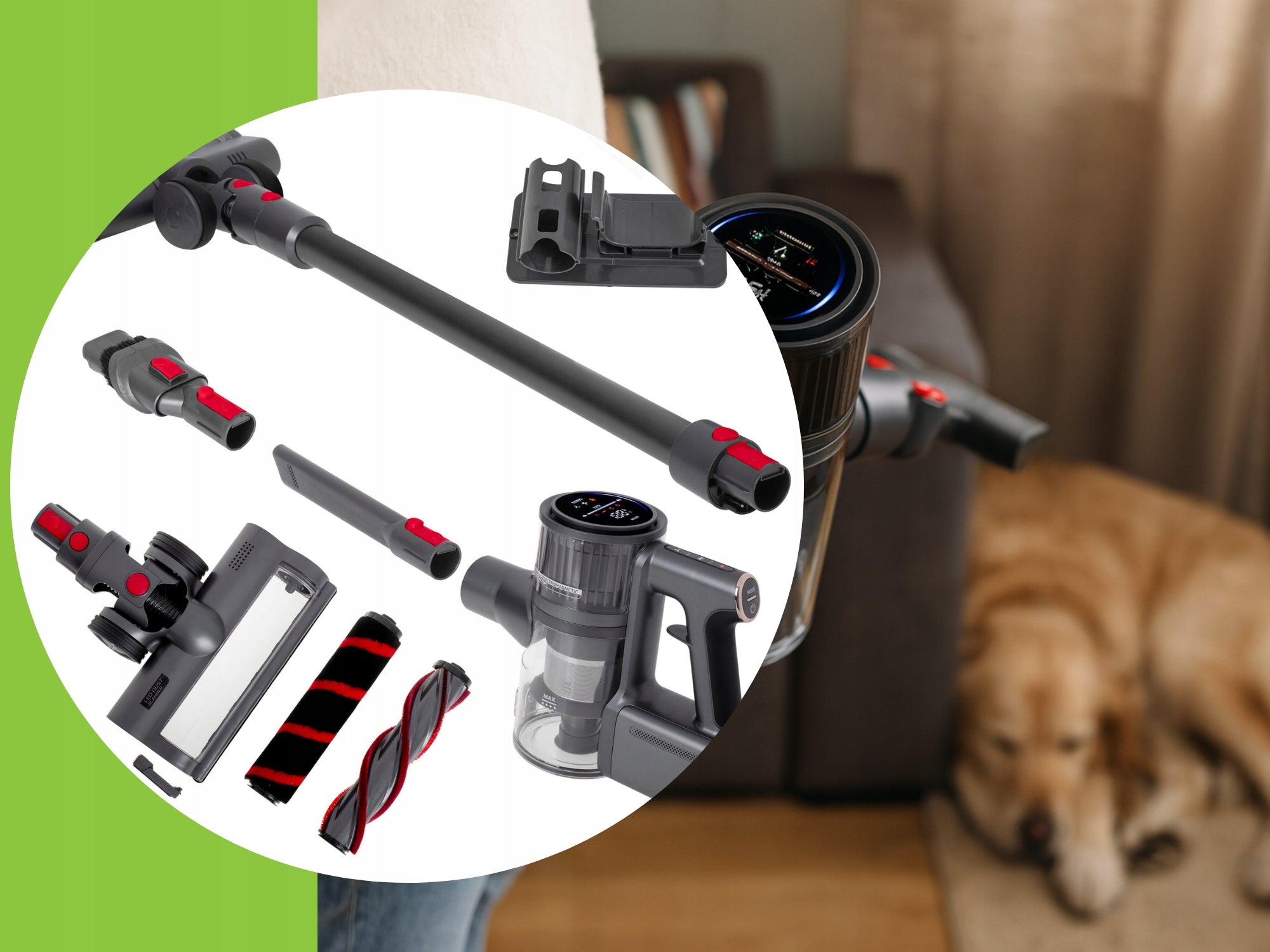 Belaidis vertikalus dulkių siurblys 31 kPa 400W HEPA elektrinis šepetys LED rankinis