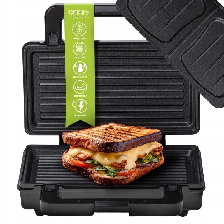 Sumuštinių keptuvas 2-in-1 PANINI Elektrinis grilis Tosteris 1400W NON-STICK