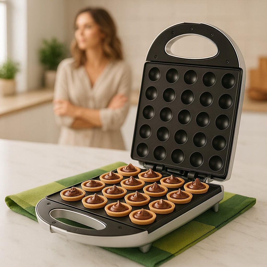 Kepimo aparatas forminiams sausainiams (riešutams), forma 24 vnt., Non-stick danga, 1600W, Receptai