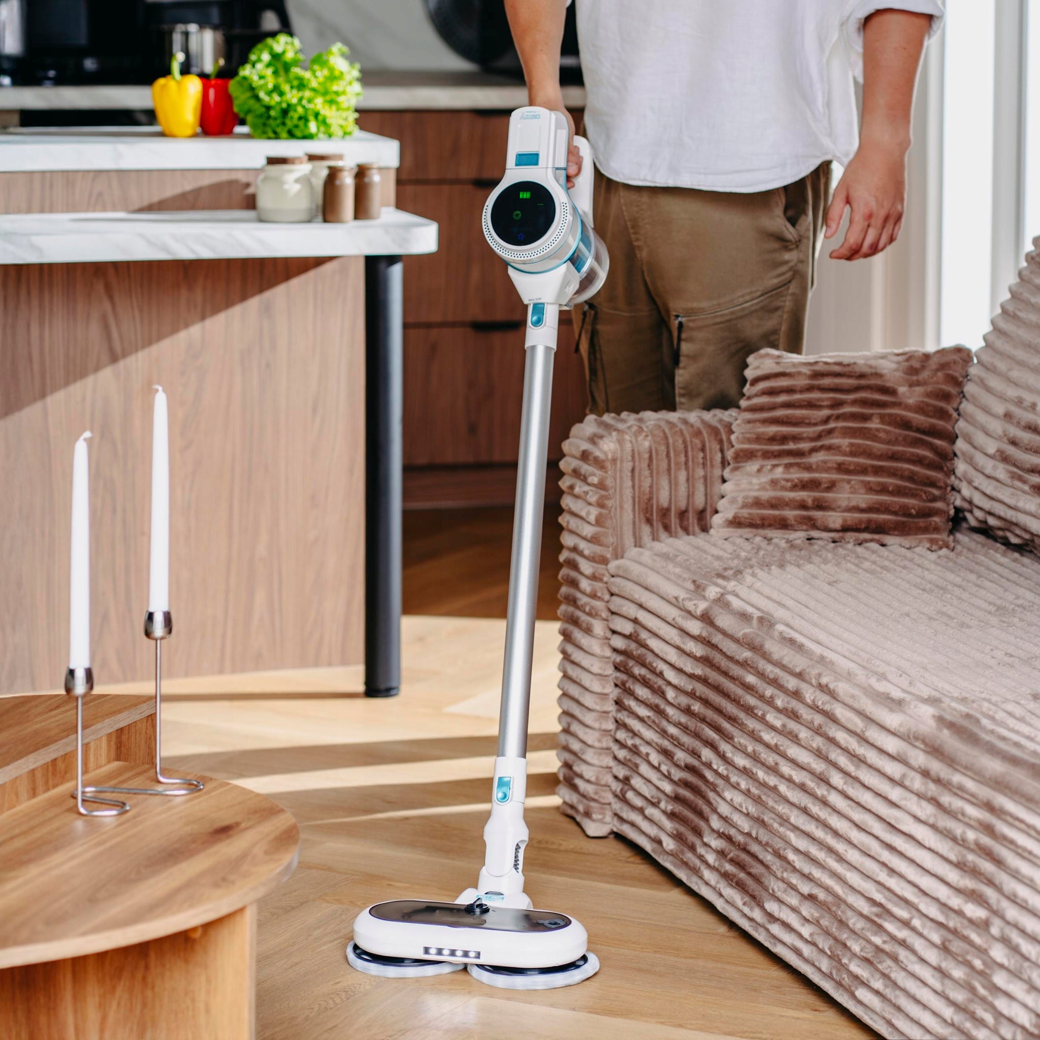 Belaidis dulkių siurblys su šluostymo funkcija 2-in-1 HEPA