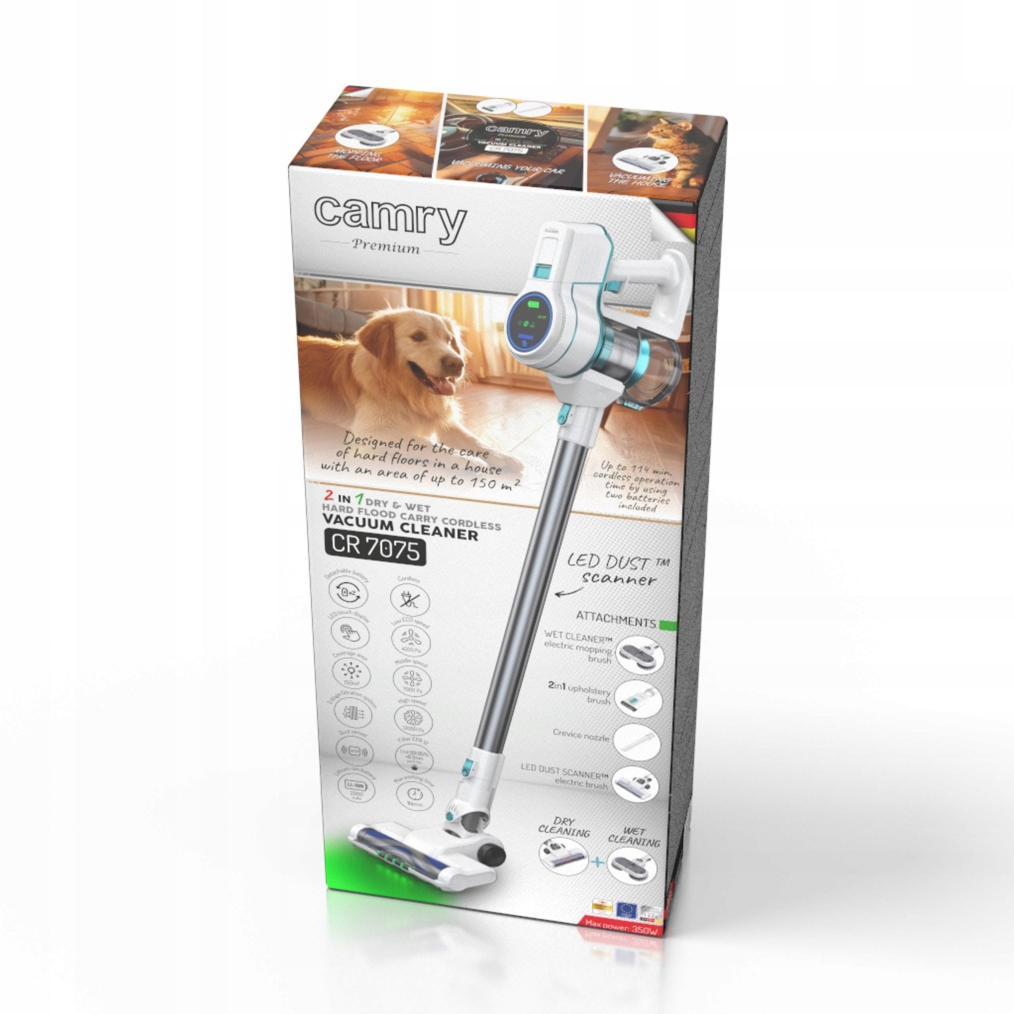 Belaidis dulkių siurblys su šluostymo funkcija 2-in-1 HEPA