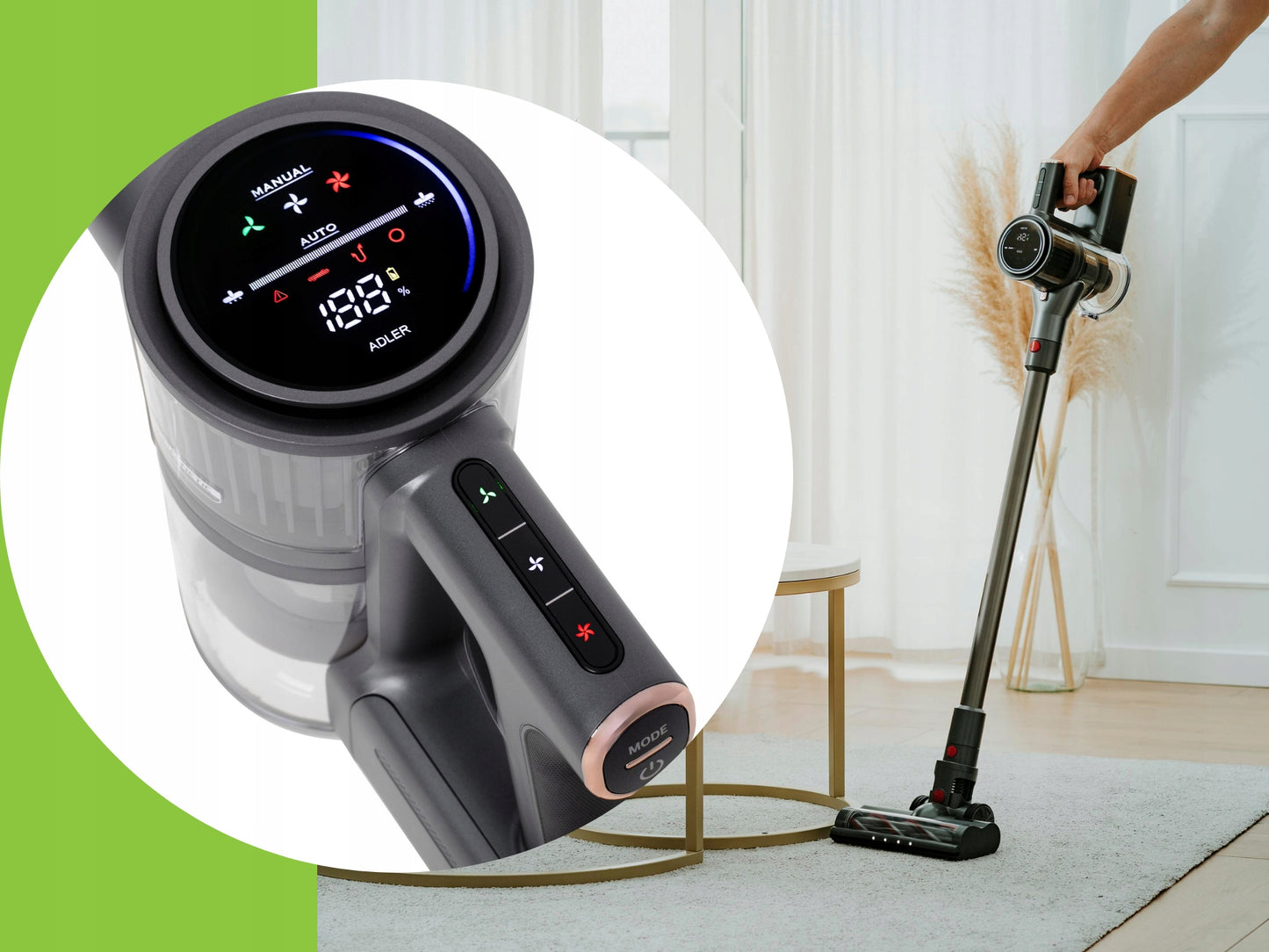 Belaidis vertikalus dulkių siurblys namams 3in1 400W HEPA su elektriniu šepečiu