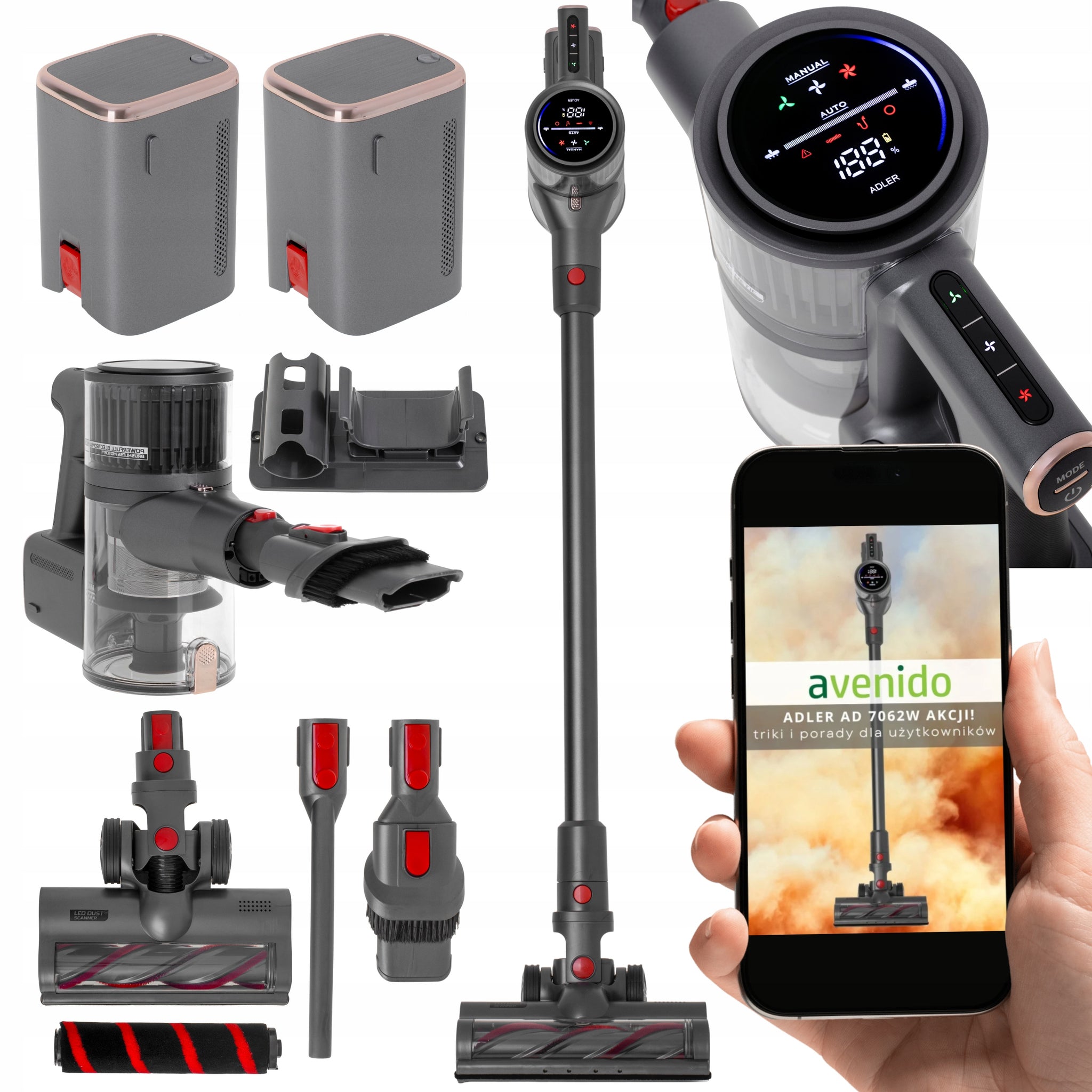 Belaidis vertikalus dulkių siurblys namams 3in1 400W HEPA su elektriniu šepečiu