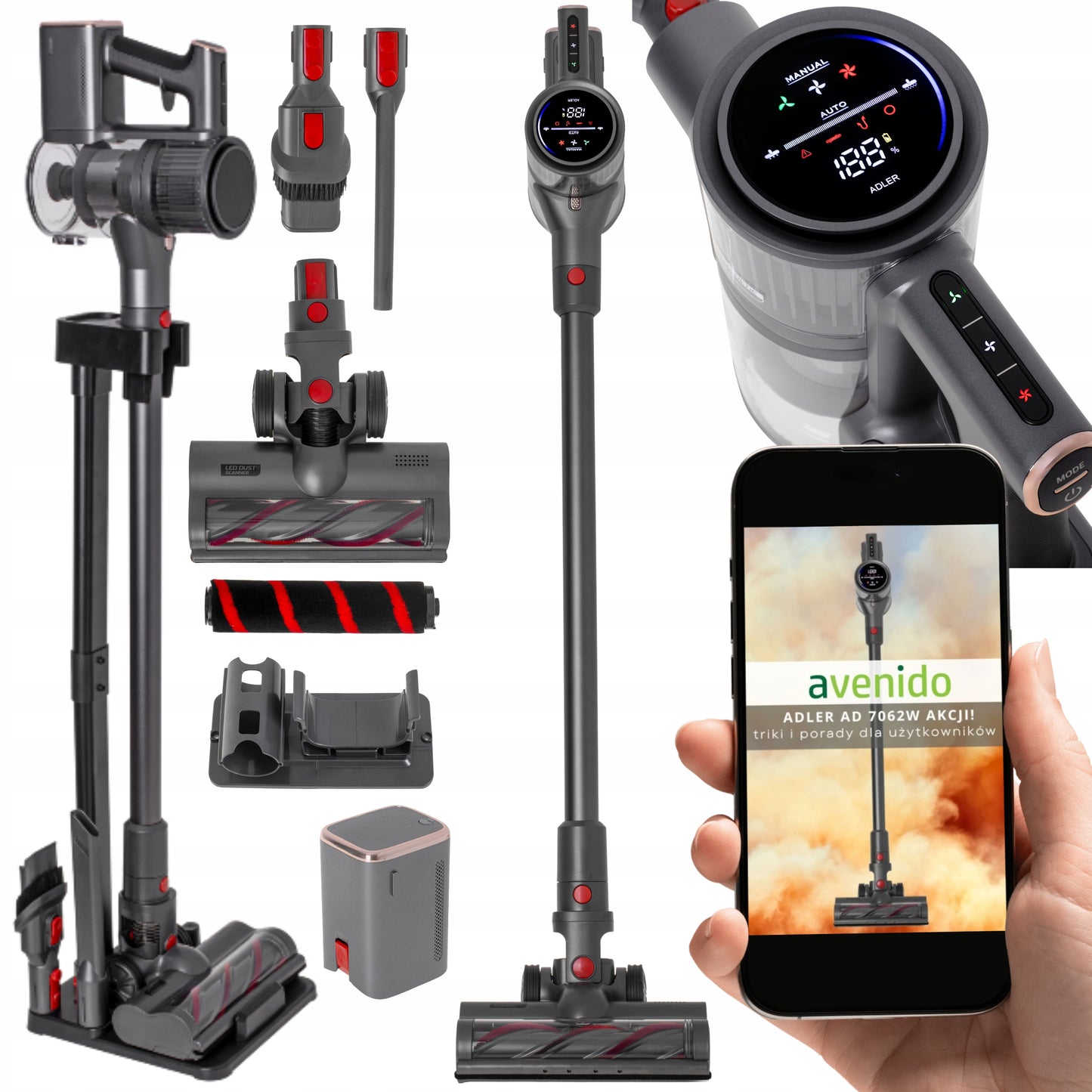 Belaidis vertikalus dulkių siurblys namams 3in1 400W HEPA su elektriniu šepečiu