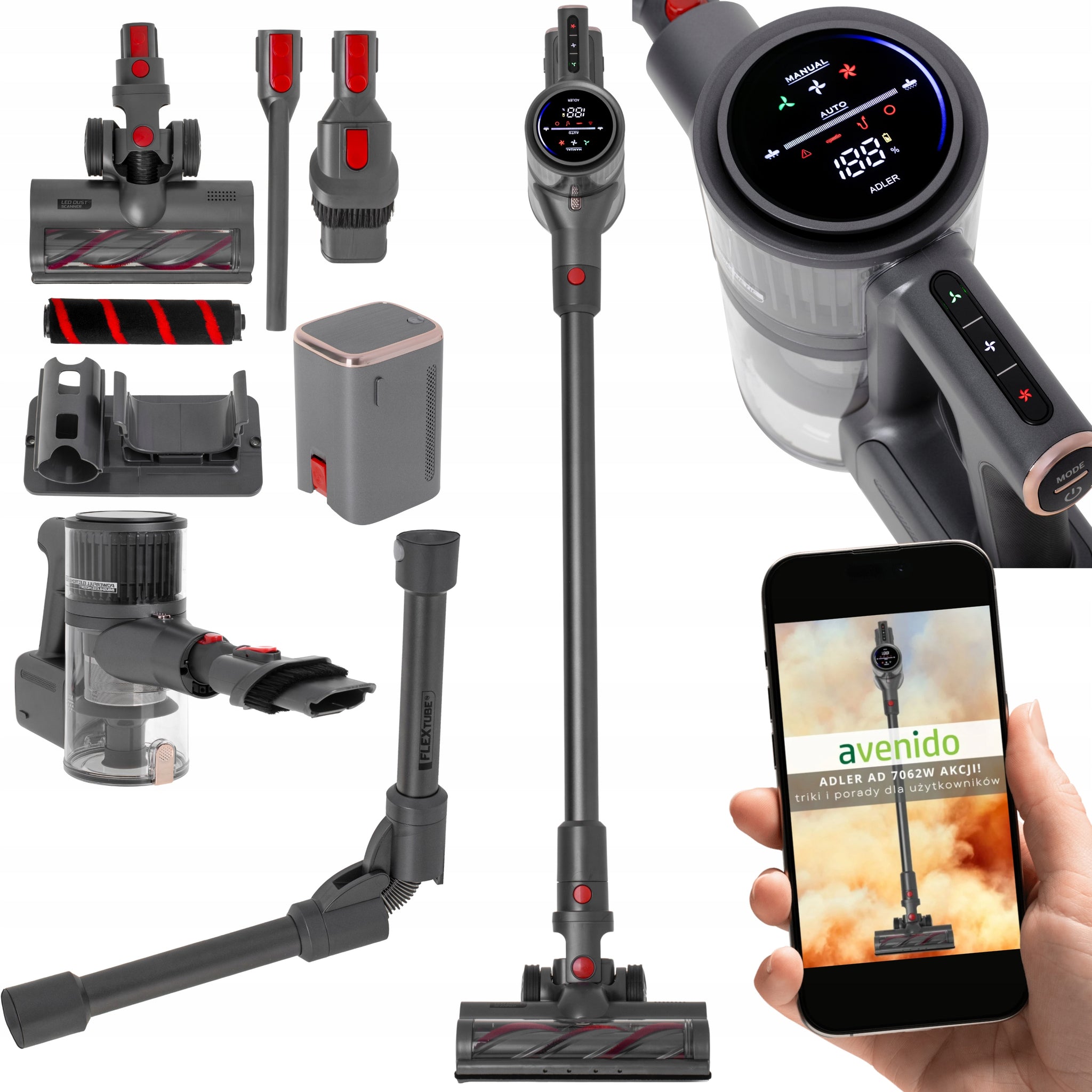 Belaidis vertikalus dulkių siurblys namams 3in1 400W HEPA su elektriniu šepečiu