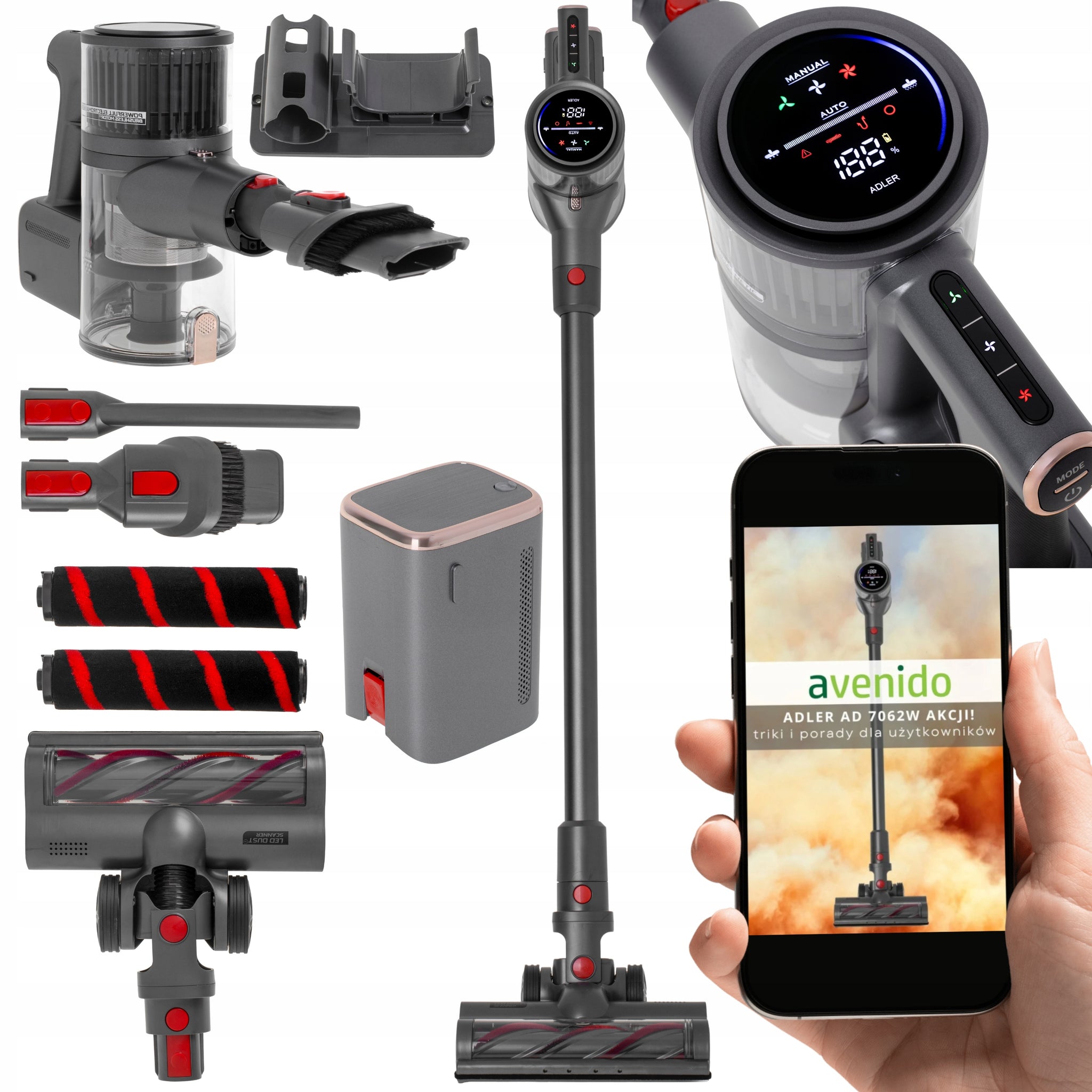 Belaidis vertikalus dulkių siurblys namams 3in1 400W HEPA su elektriniu šepečiu