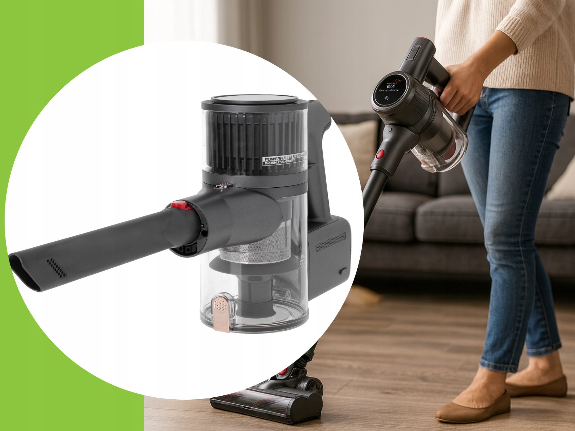 Belaidis vertikalus dulkių siurblys namams 3in1 400W HEPA Premium rinkinys