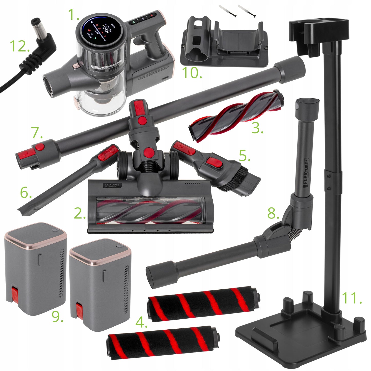 Belaidis vertikalus dulkių siurblys namams 3in1 400W HEPA Premium rinkinys