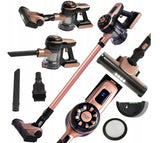 Belaidis vertikalus rankinis dulkių siurblys 2 viename, be maišelio, su elektriniu šepečiu ir HEPA filtru