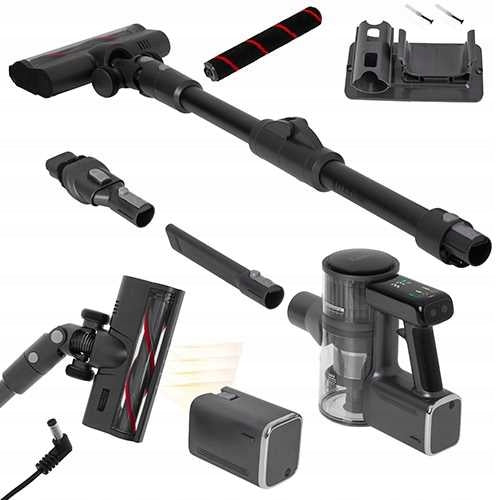 Vertikalus dulkių siurblys 2 baterijos 31000 Pa Elektrinis šepetys EPA 12 LED