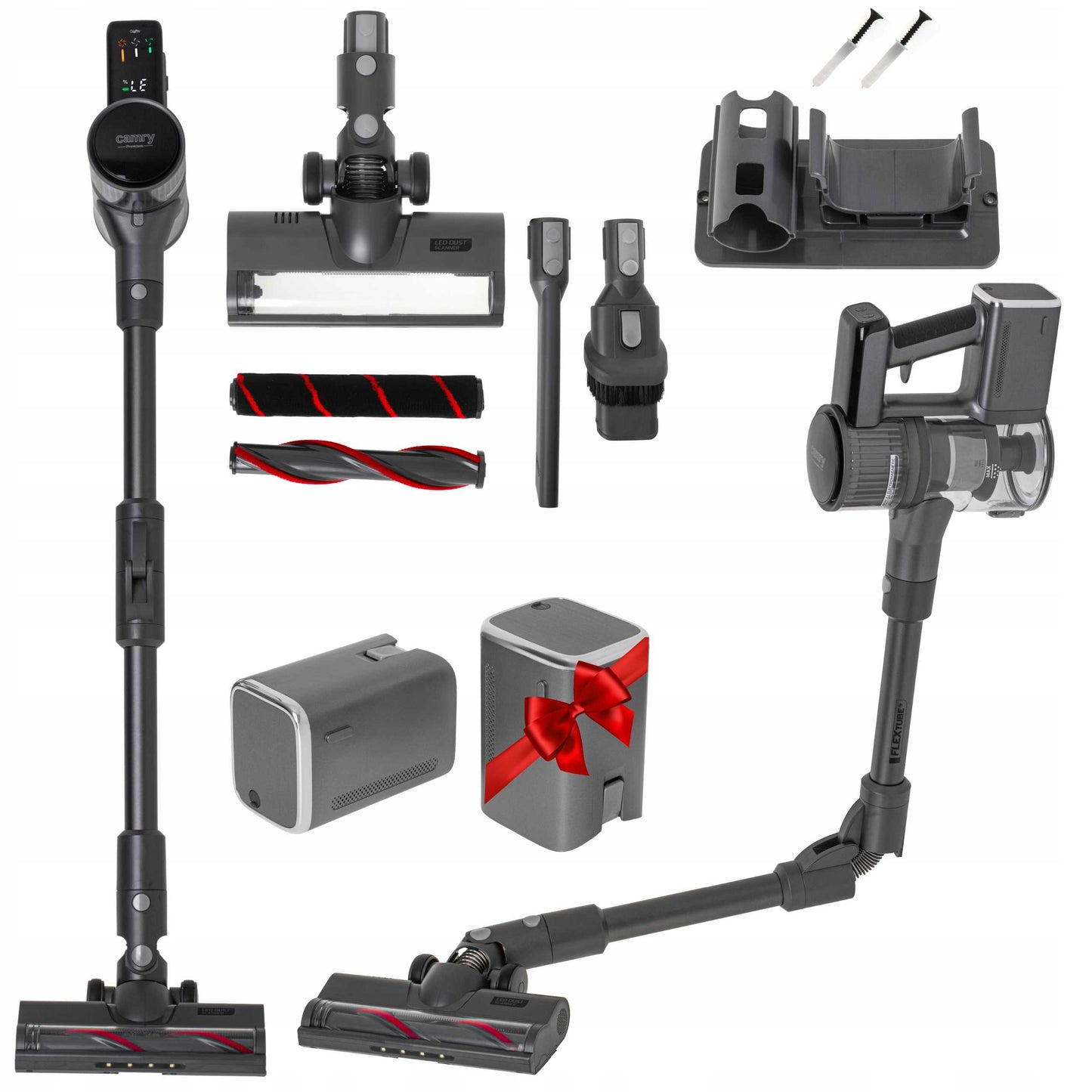 Vertikalus dulkių siurblys 2 baterijos 31000 Pa Elektrinis šepetys EPA 12 LED