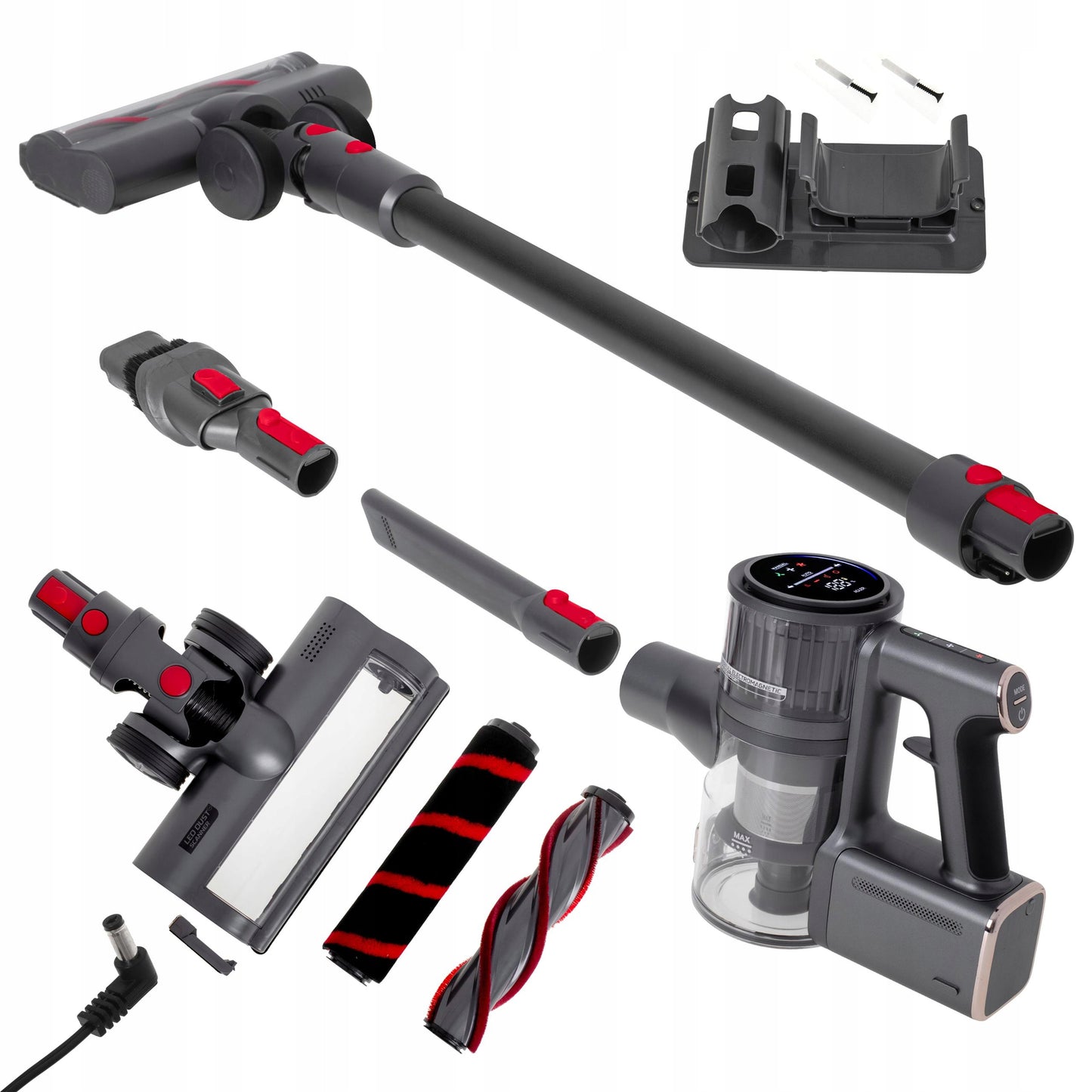 Belaidis vertikalus dulkių siurblys 400W 29,6V, be maišelio, su elektriniu šepečiu, lengvas