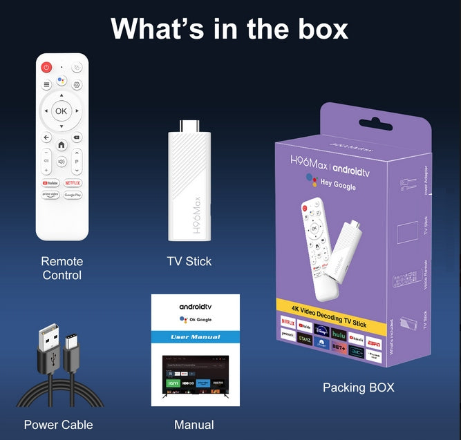 „Android 14 Smart TV Stick WiFi Netflix 2/16GB H96 Multimedia Player”