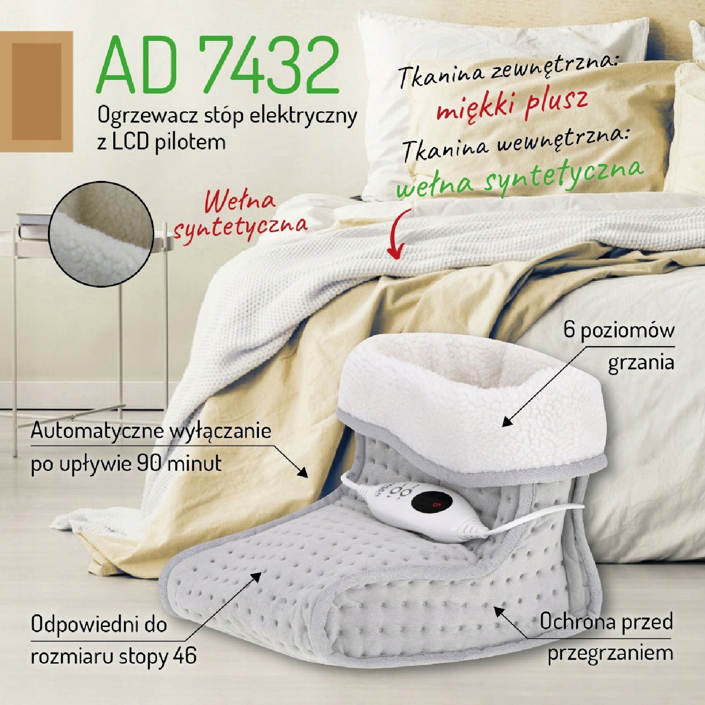 Elektrinis kojų šildytuvas su LCD pulteliu 100W Adler AD 7432