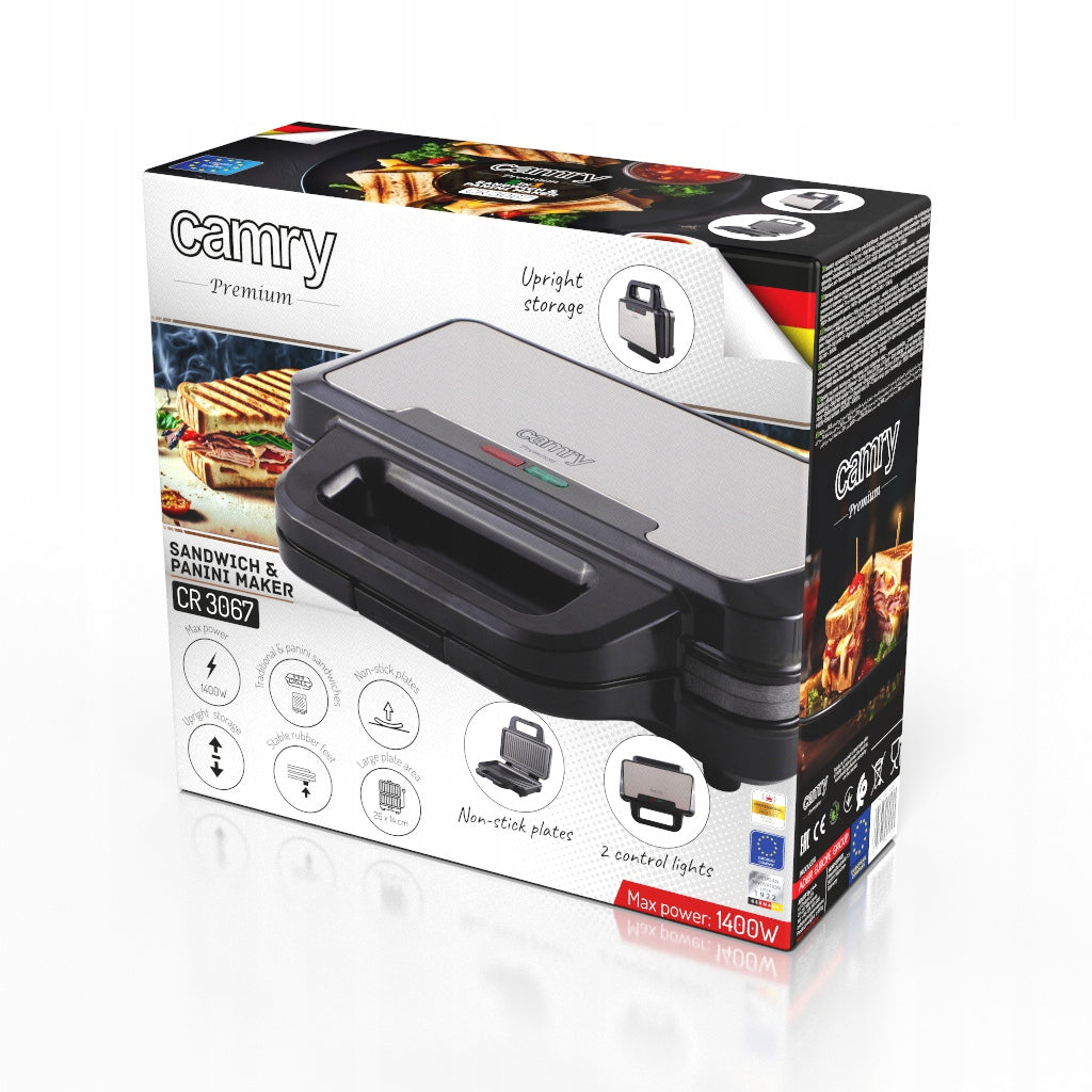 Elektrinis sumuštinių keptuvas Panini Grill, 1400W su nepridegančia danga