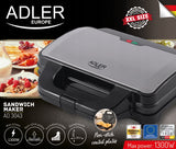 XXL sumuštinių keptuvas, skrudintuvas, trikampiai, 1300W