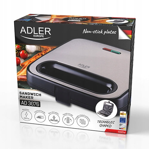 Sumuštinių skrudintuvas Tosteris Traškūs Skrebučiai Trikampiai Neprideganti Danga 000W Adler