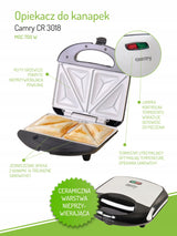 Sumuštinių keptuvė, skrudintuvas, trikampiai, 850W, neprilipusi danga