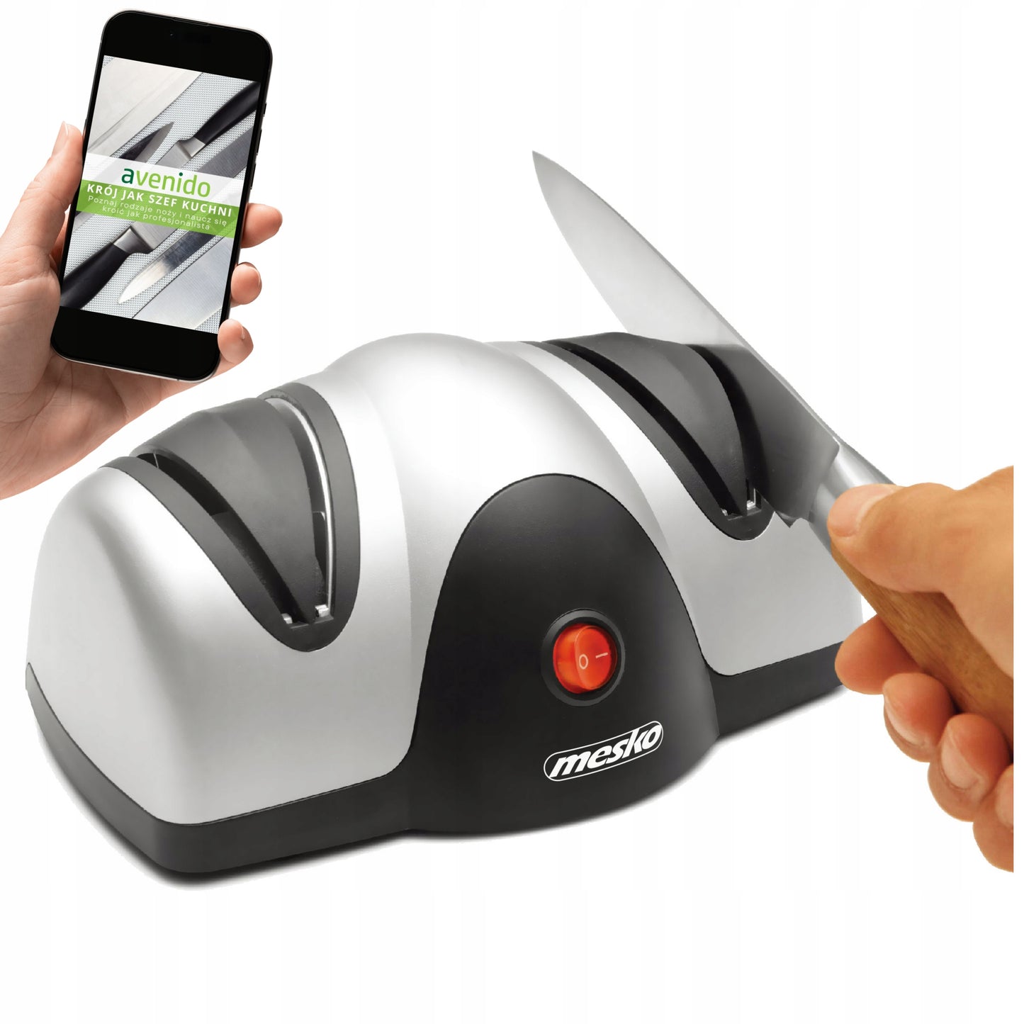 Elektrinis peilių galąstuvas namams ir sodui, dvipakopis, 40W, su siurbtukais