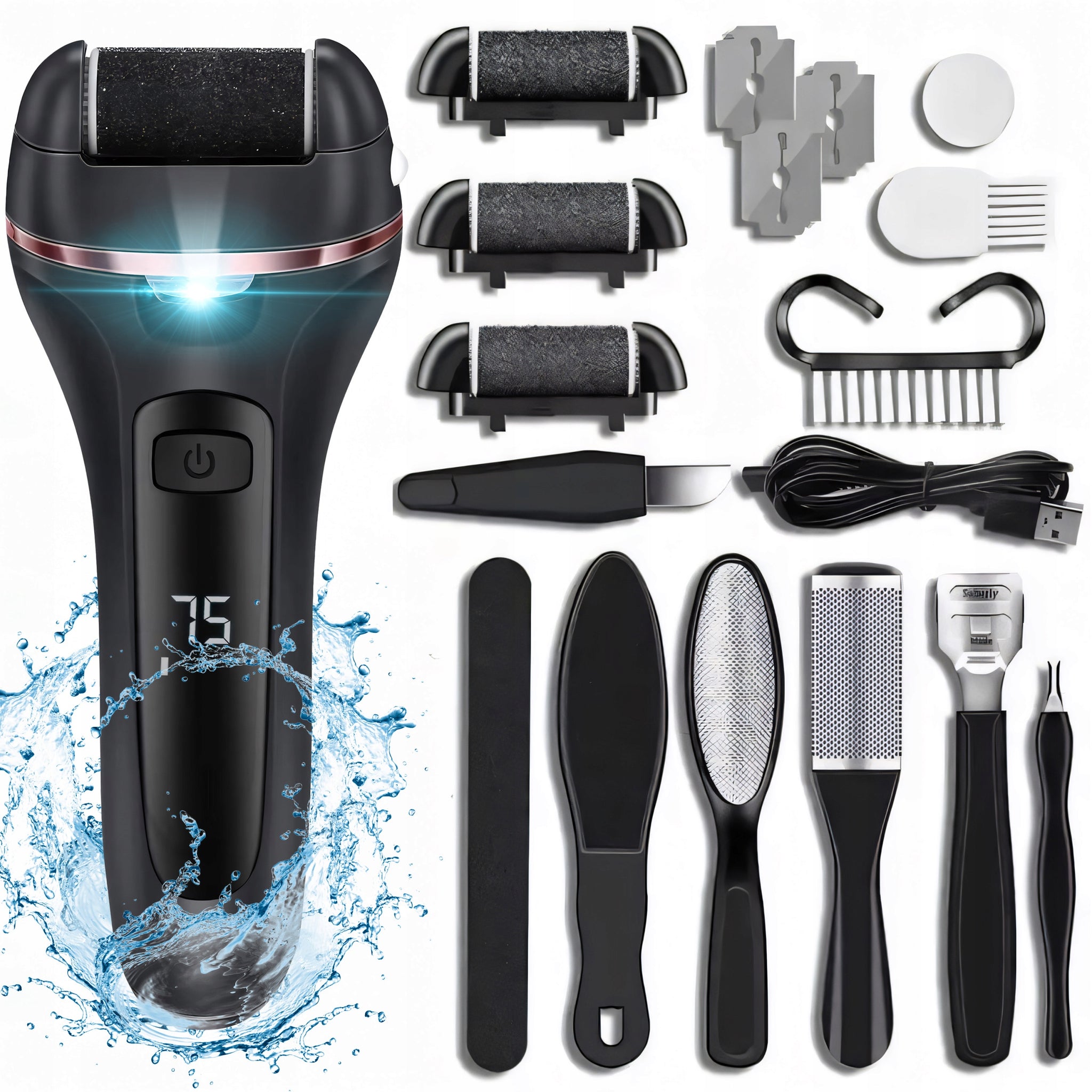 ELEKTRINIS NAGŲ DILDĖ KOJOMS, KULAMS, BEVIELĖ FREZA + PRIEDŲ RINKINYS