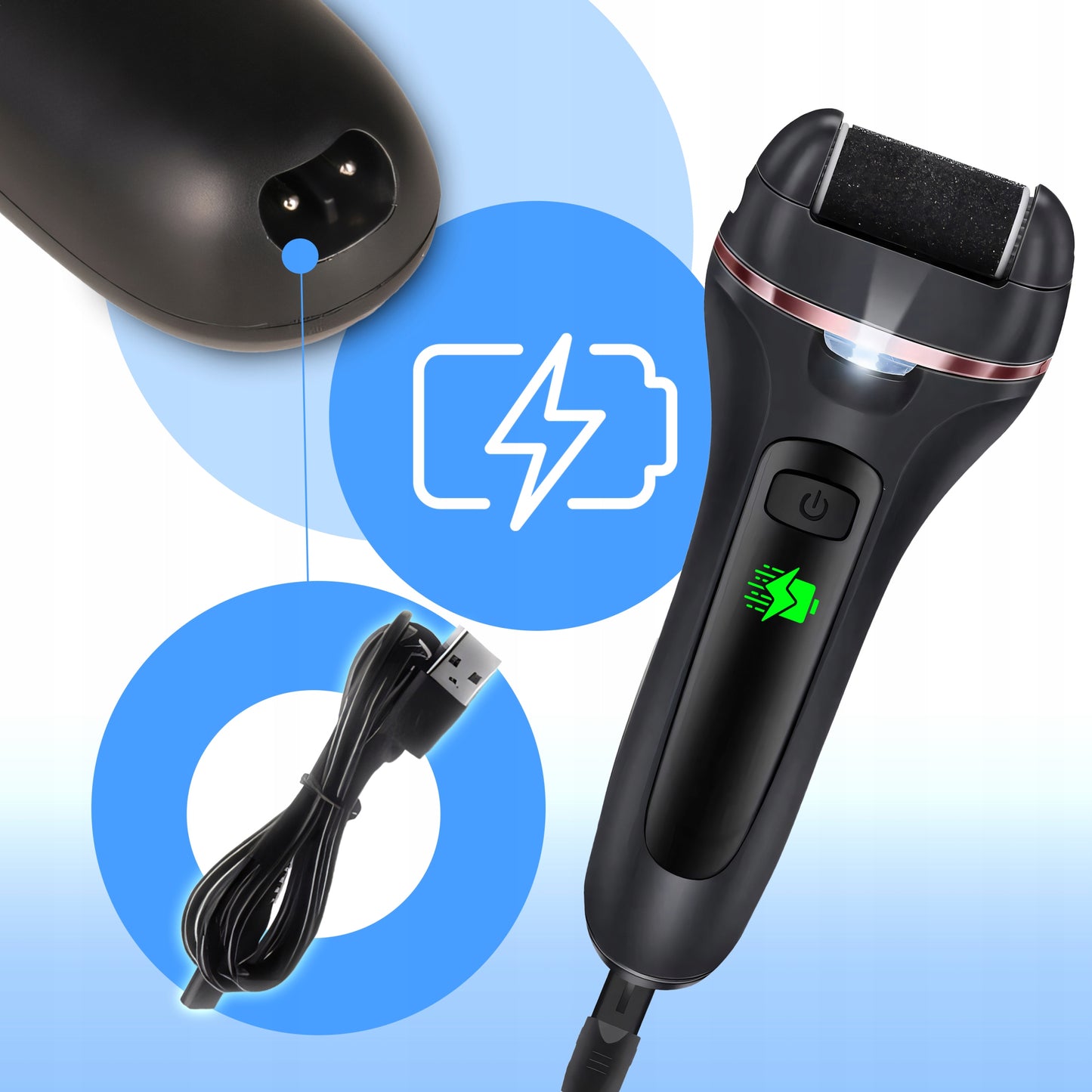 ELEKTRINIS NAGŲ DILDĖ KOJOMS, KULAMS, BEVIELĖ FREZA + PRIEDŲ RINKINYS