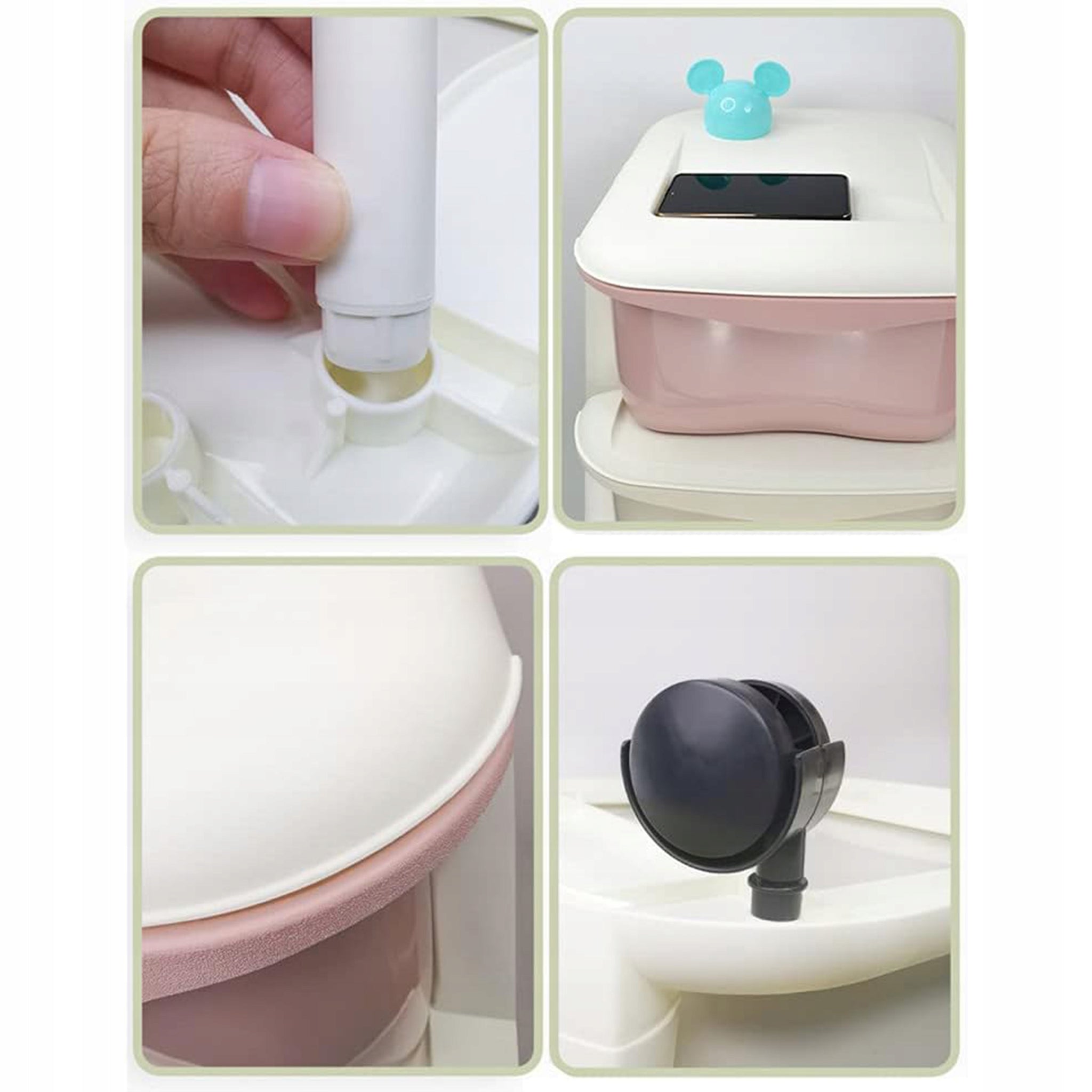 Didelis plastikinis laikymo/lentynų/stalčių/krepšys žaislams su 5 lentynomis ant ratukų