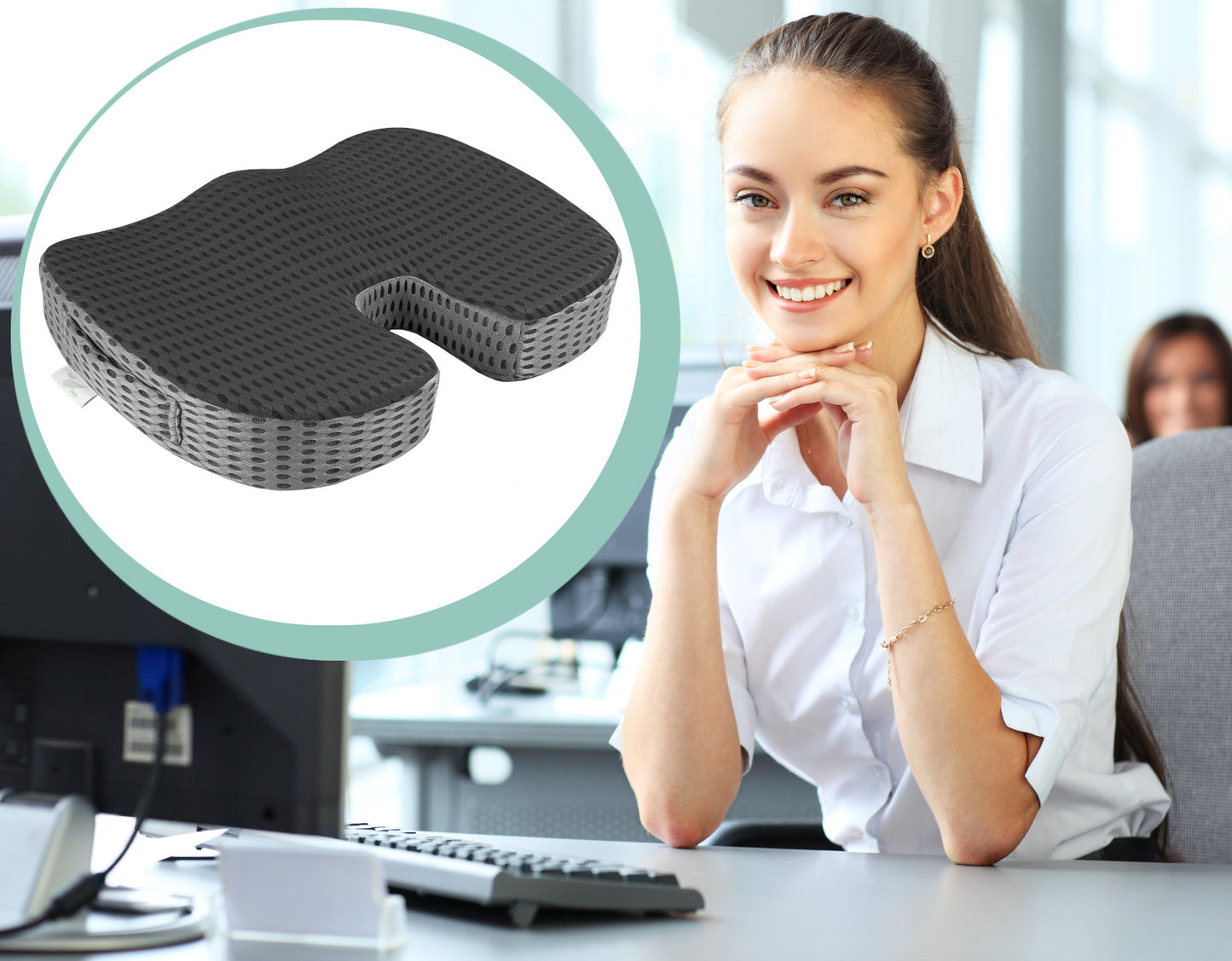 Ortopedinė juosmens pagalvėlė automobiliui, ant kėdės, fotelio