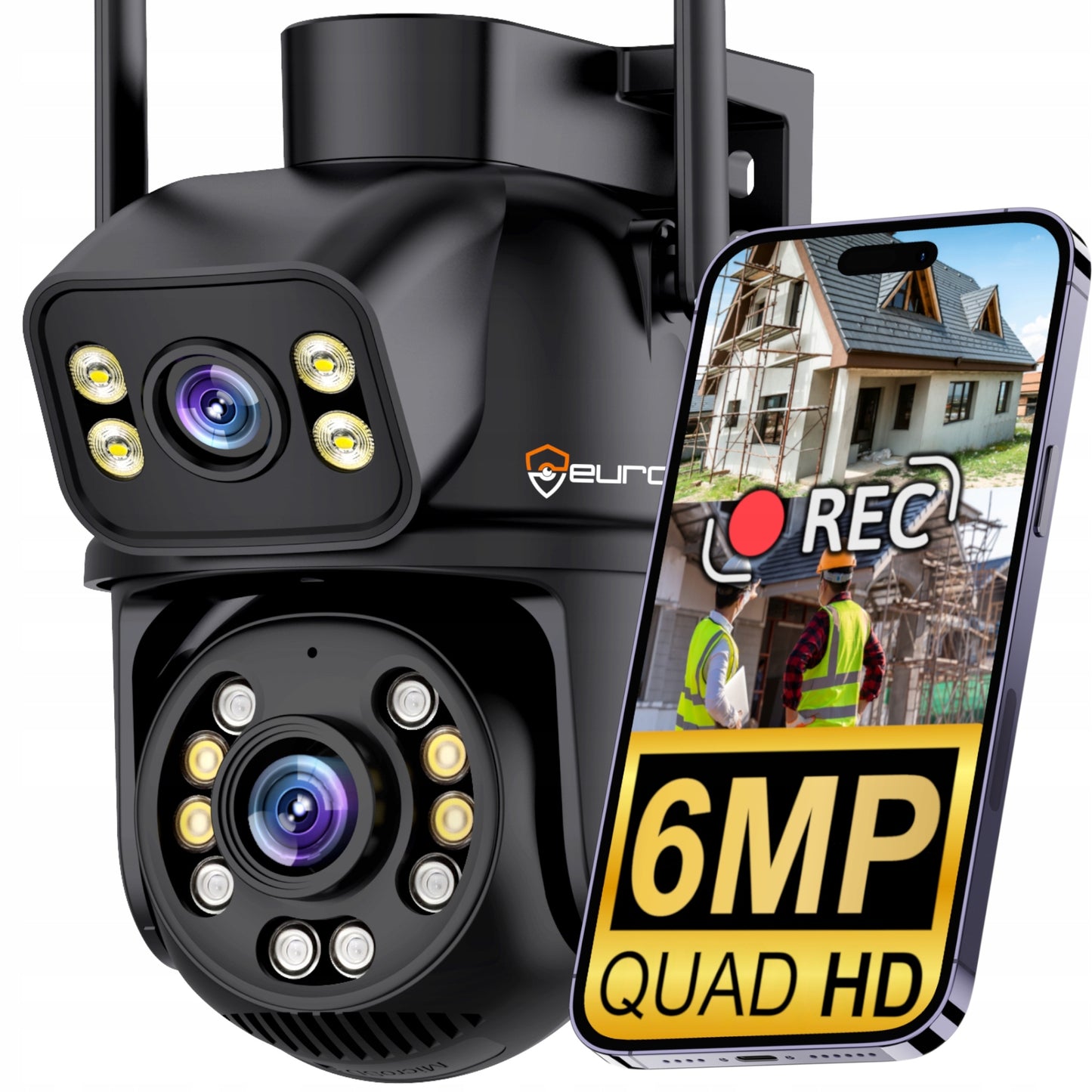 DVIGUBULĖ WIFI IP UHD AUDIO LAUKO KAMERA 6MPX 6MP 4K DETEKCIJA