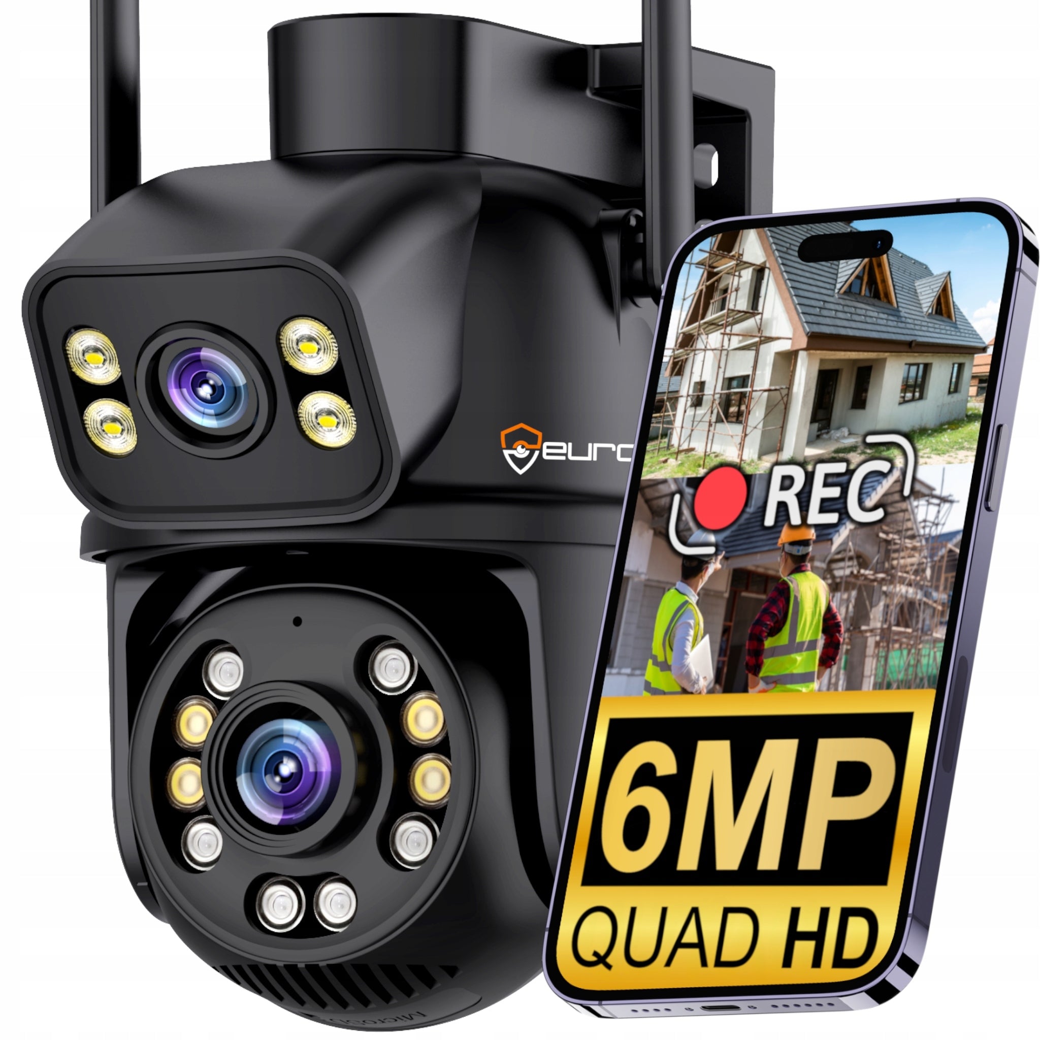 DVIGUBULĖ WIFI IP UHD AUDIO LAUKO KAMERA 6MPX 6MP 4K DETEKCIJA