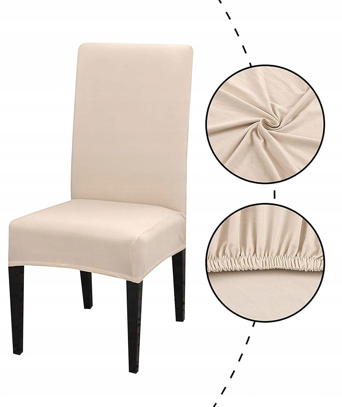 6 VNT. universalios, elastingos, kreminės spalvos kėdžių užvalkalai