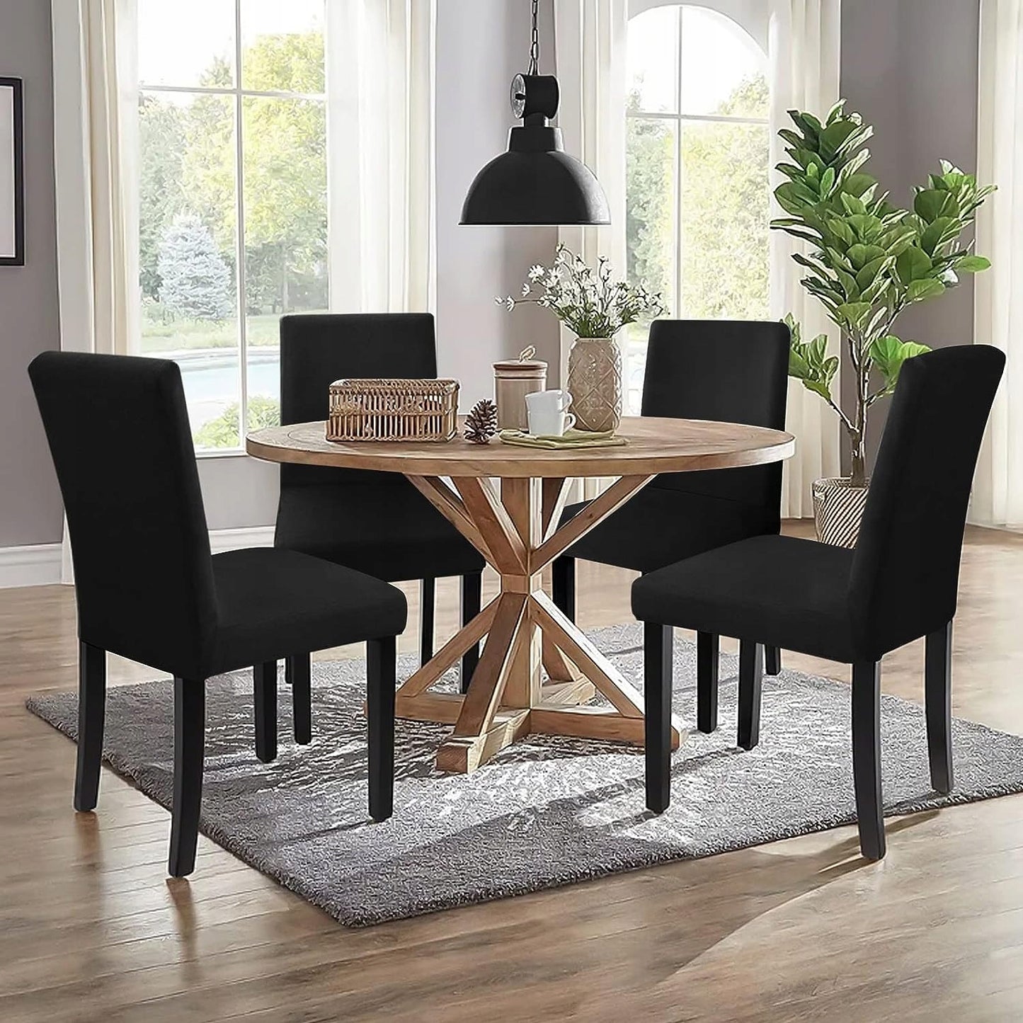 6 VNT. universalios, elastingos, kreminės spalvos kėdžių užvalkalai