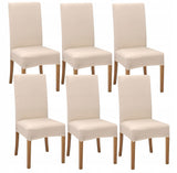 6 VNT. universalios, elastingos, kreminės spalvos kėdžių užvalkalai