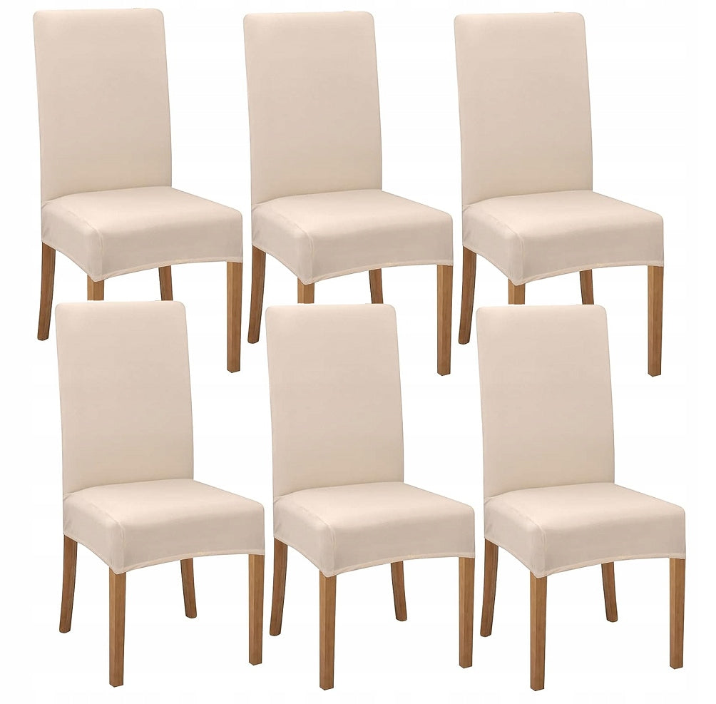 6 VNT. universalios, elastingos, kreminės spalvos kėdžių užvalkalai