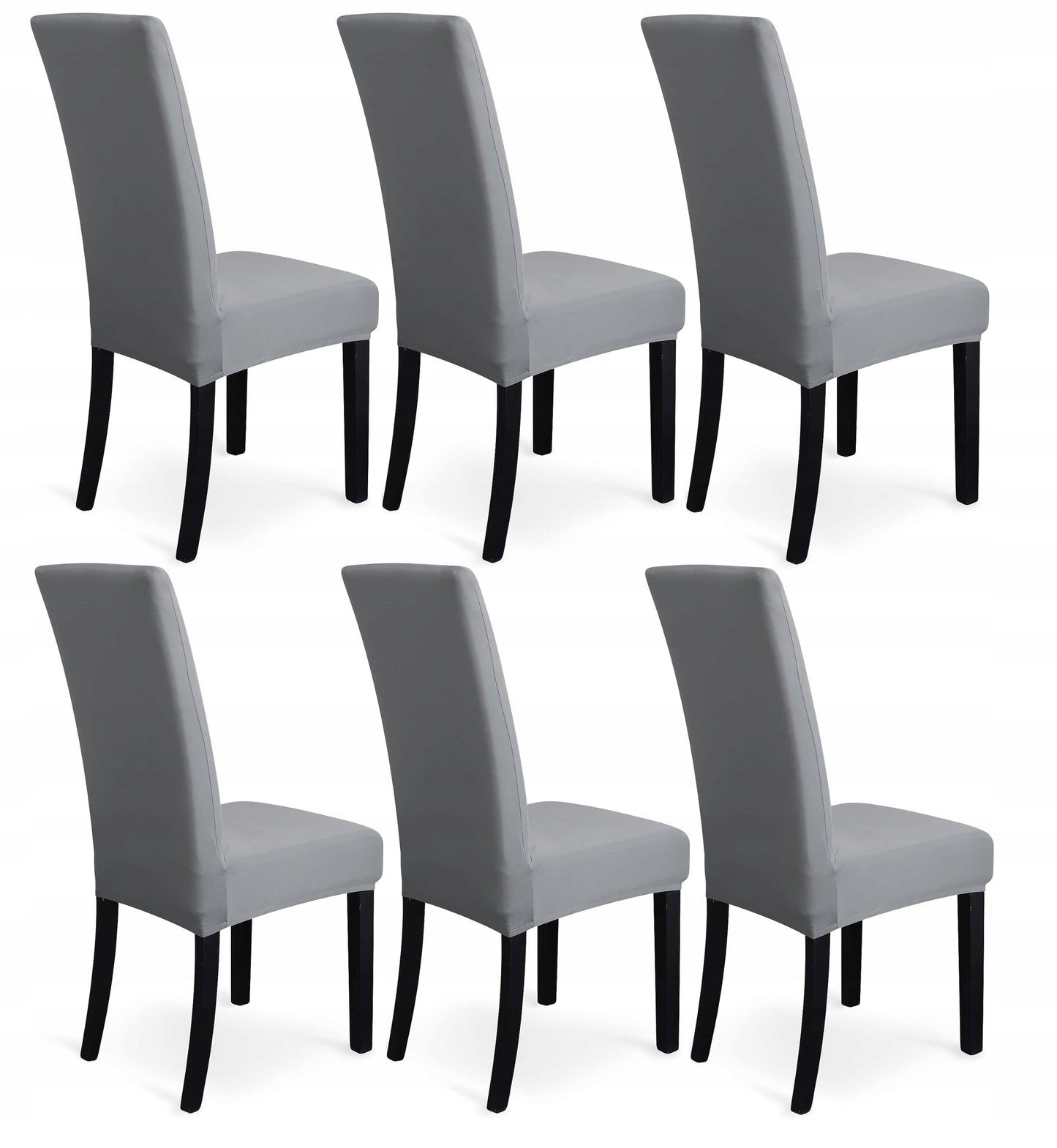 KĖDŽIŲ UŽDĖKALAI 6 VNT. Universalūs Elastingi Kėdžių Užvalkalai PILKI