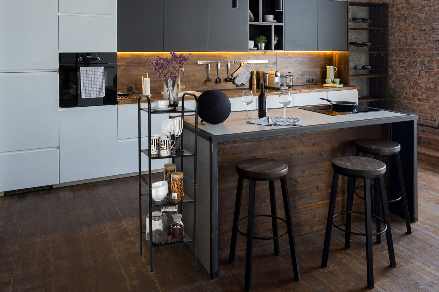 Vonios/virtuvės lentyna, pastatomas stovas, spintelė, juoda