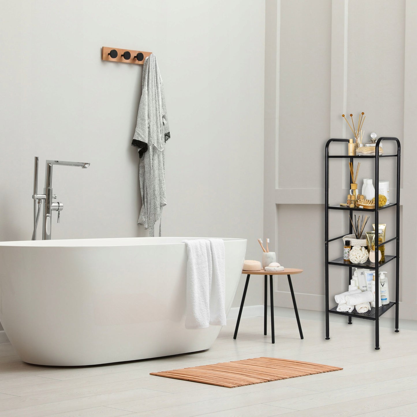 Vonios/virtuvės lentyna, pastatomas stovas, spintelė, juoda