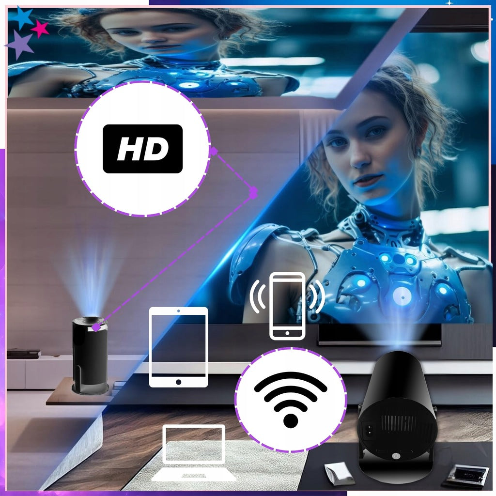 PROJEKTORIUS PROJEKTORIUS MINI NEŠIOJAMAS ANDROID LED WIFI FULL HD SMART TV HY300