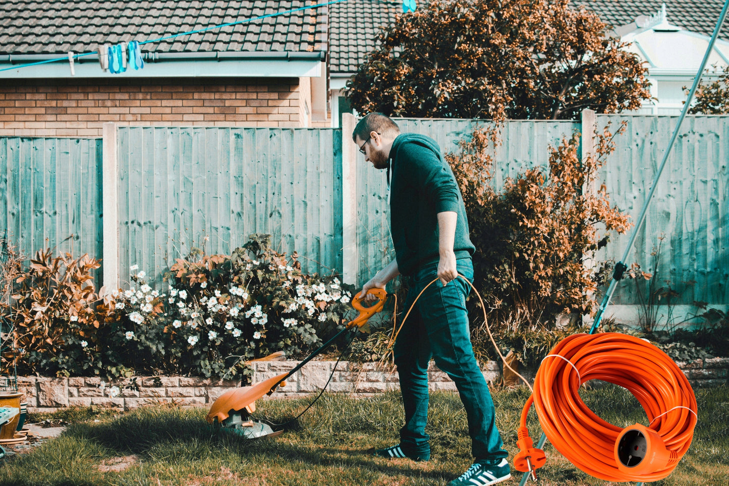 SODINĖ GALIINĖ LAIDINĖ PRIEMONĖ ŽIBINTAMS, VEJAPjAUTUVAMS, STATYBOMS, STORAS LAIDAS 2x1,5mm 30m