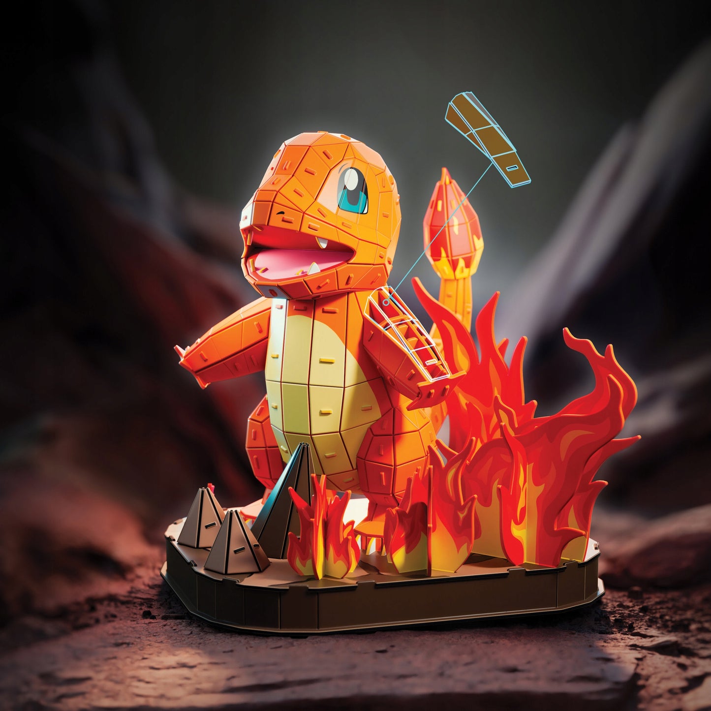DĖLIONĖ 4D ORIGAMI POKEMON CHARMANDER MODELIS 3D SURINKIMO 241 ELEMENTAS. 25,5 CM