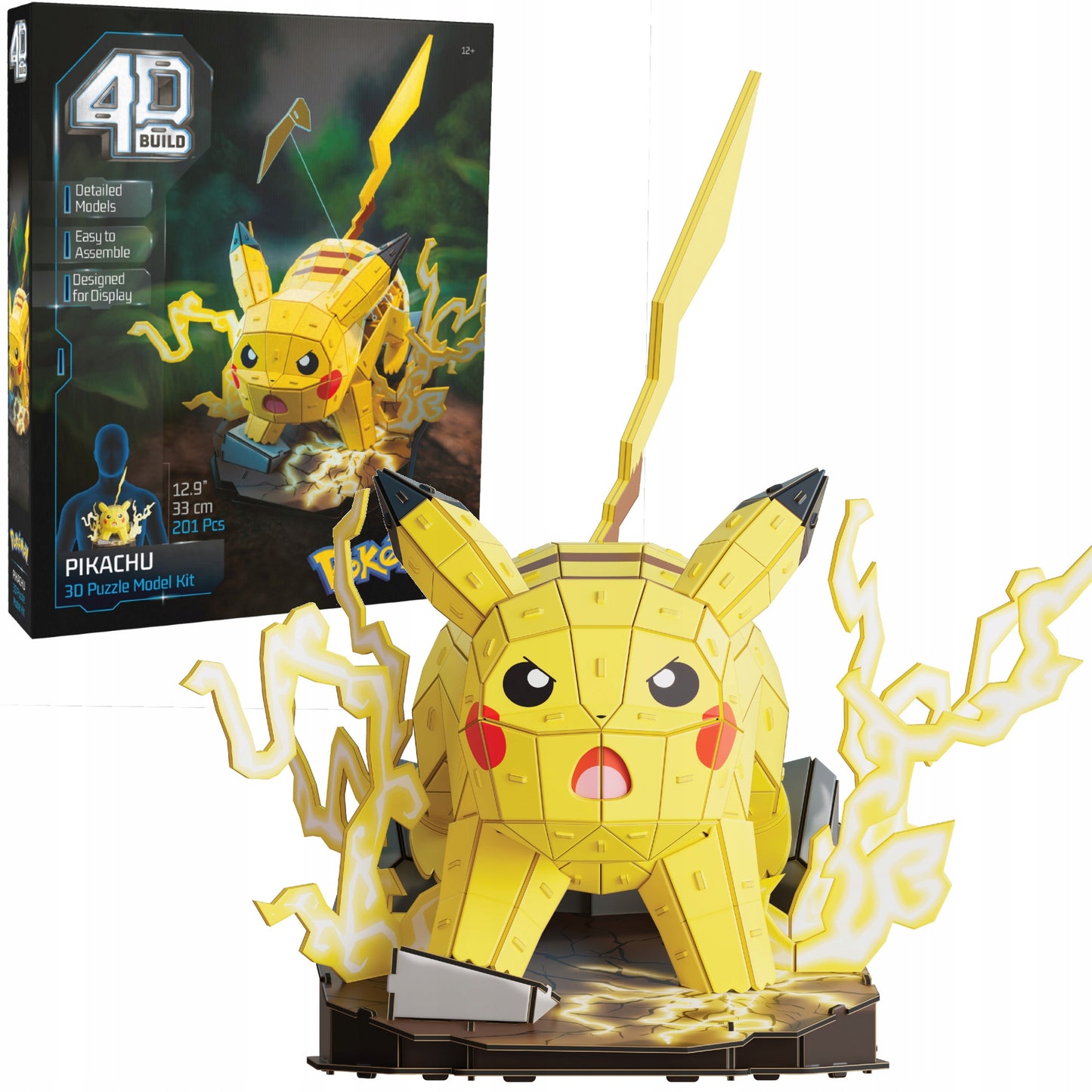 DĖLIONĖ SURINKIMUI "POKEMON PIKACHU MODEL 3D DO ZŁOŻENIA 201 ELEMENTÓW 33 CM" 4D BUILD