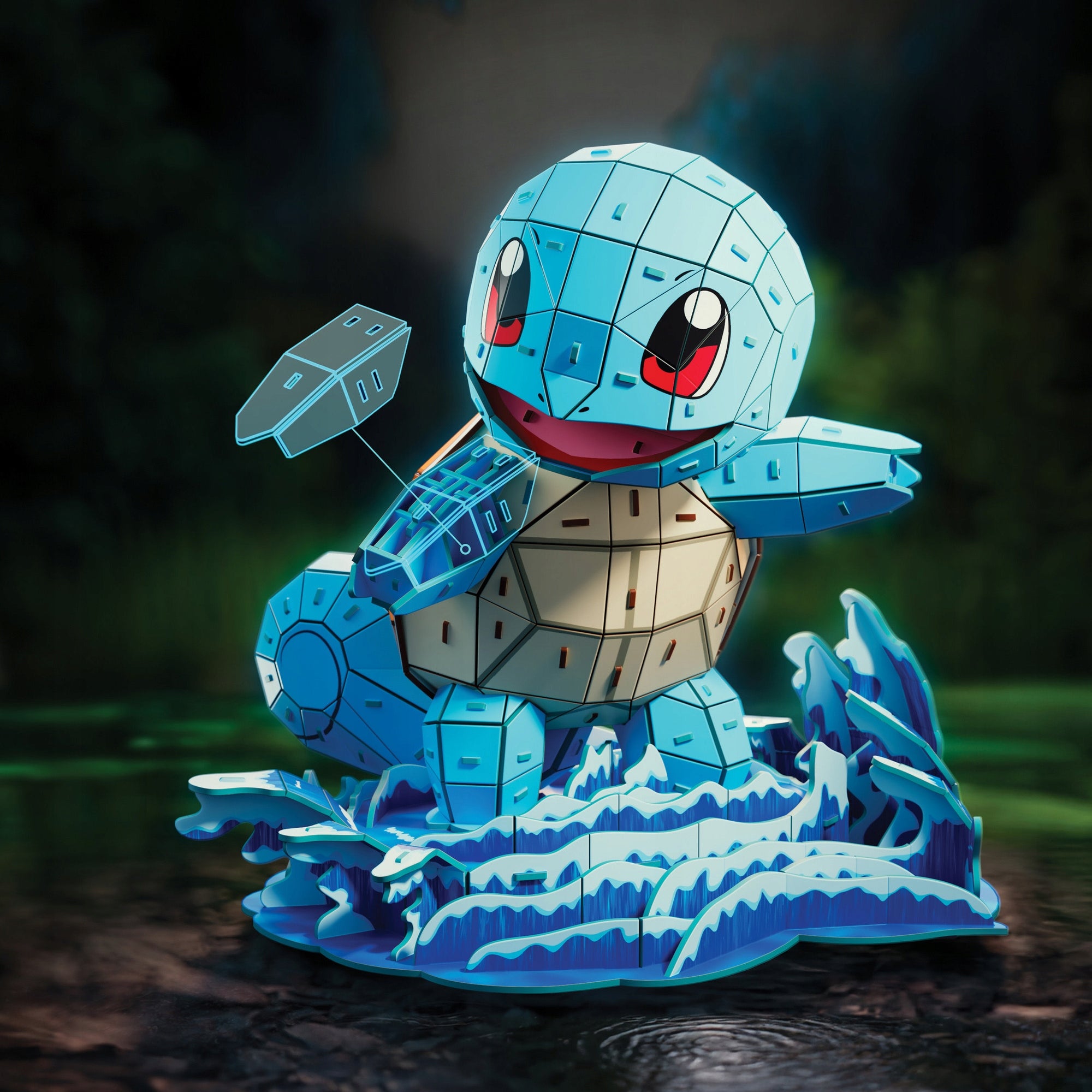 DĖLIONĖ 4D SUDURK PASAULĮ SU TAVO MĖGSTAMU POKEMONU SQUIRTLE 3D MODELIS SURINKIMUI 180 ELEMENTŲ 23,5 CM