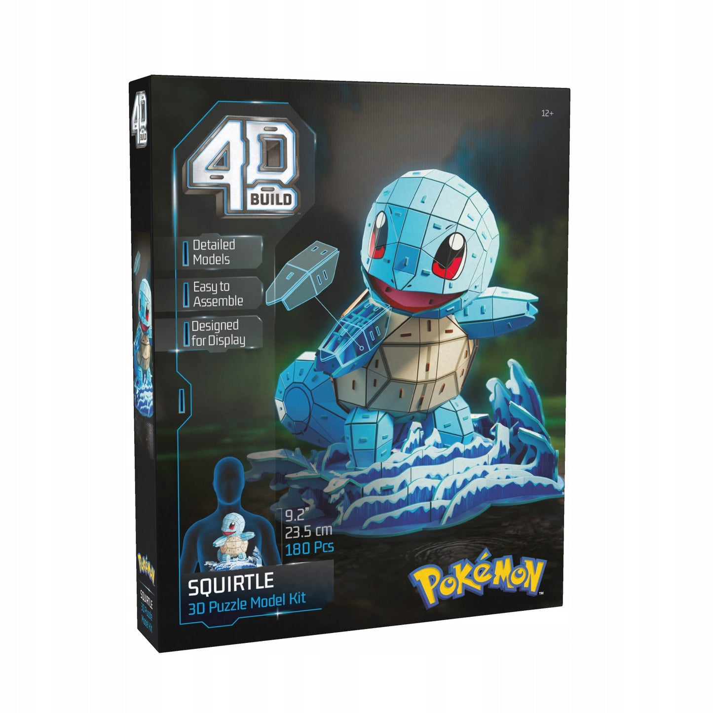 DĖLIONĖ 4D SUDURK PASAULĮ SU TAVO MĖGSTAMU POKEMONU SQUIRTLE 3D MODELIS SURINKIMUI 180 ELEMENTŲ 23,5 CM