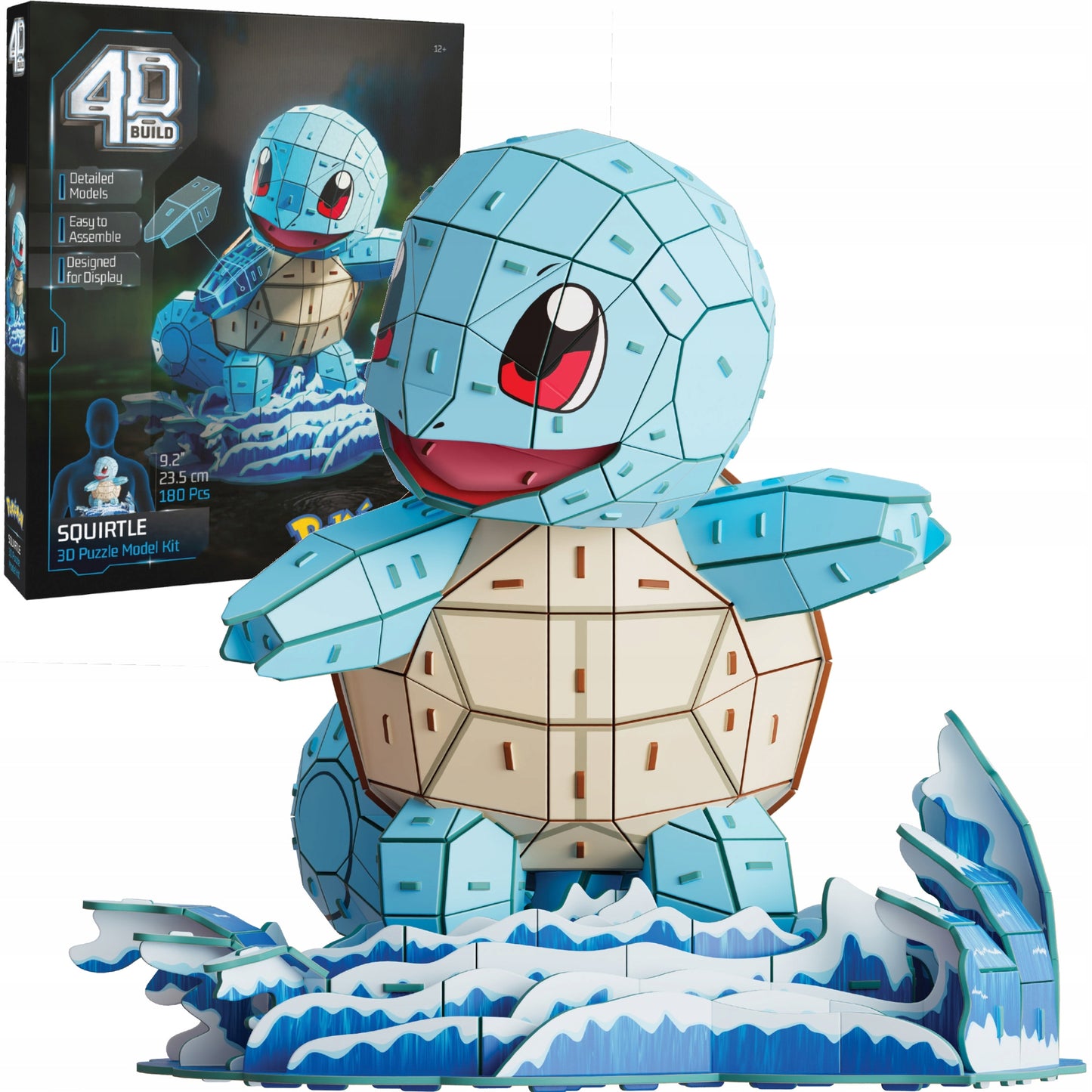 DĖLIONĖ 4D SUDURK PASAULĮ SU TAVO MĖGSTAMU POKEMONU SQUIRTLE 3D MODELIS SURINKIMUI 180 ELEMENTŲ 23,5 CM